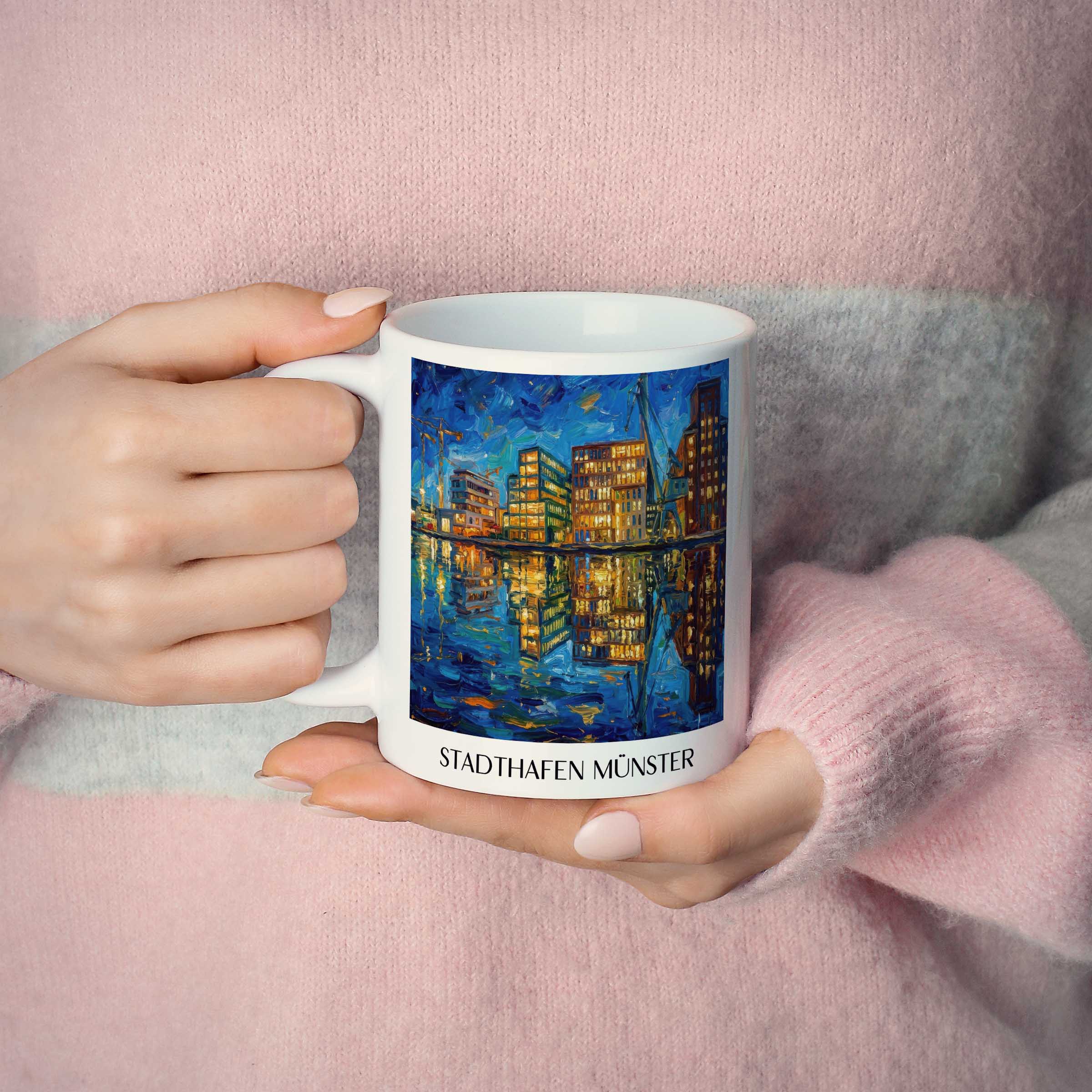 stadthafen-münster-deutschland-kaffeebecher-oil-painting-oelgemaelde
