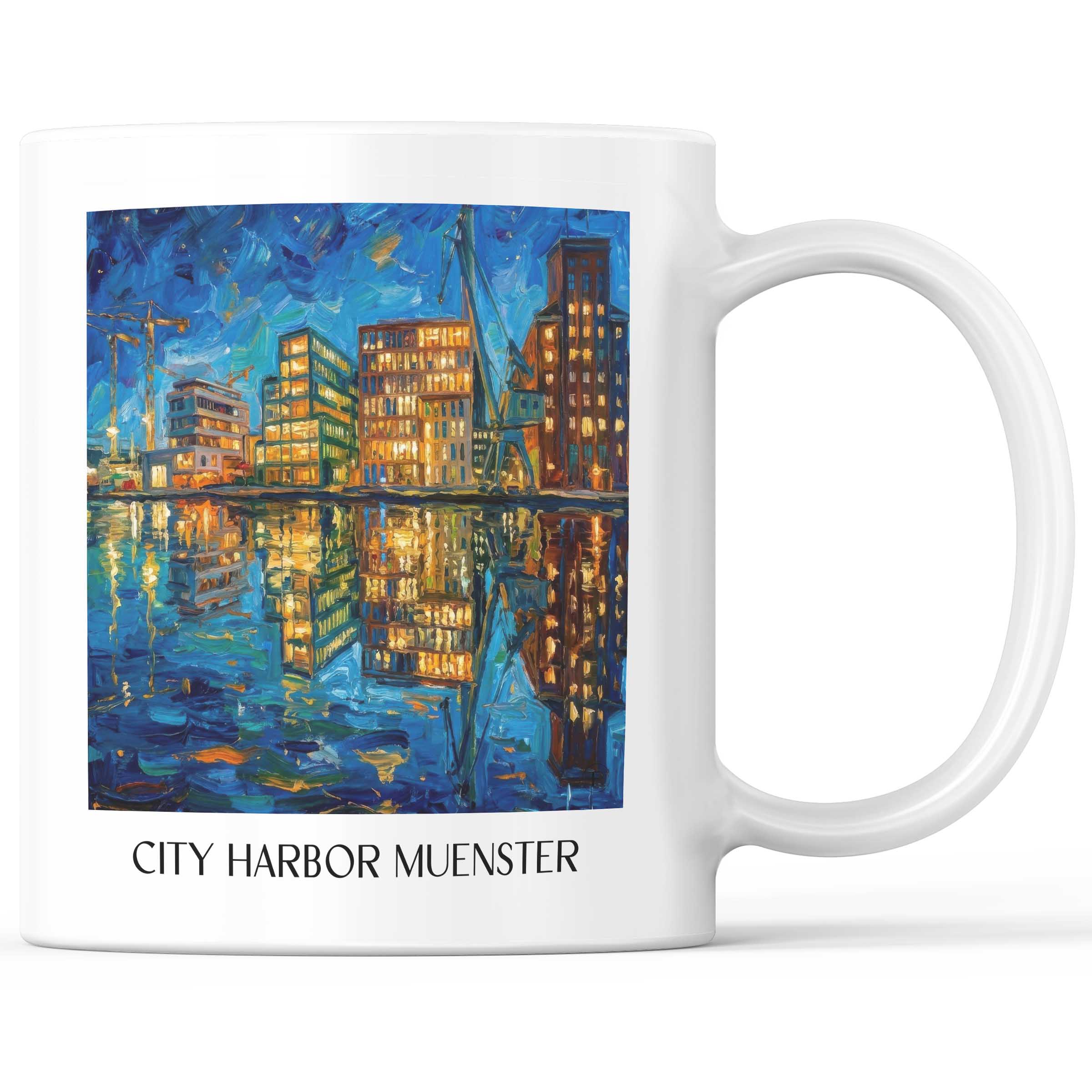 Stadthafen Kaffeebecher - Münster - Deutschland Becher - Kaffeetasse im Ölgemälde Stil