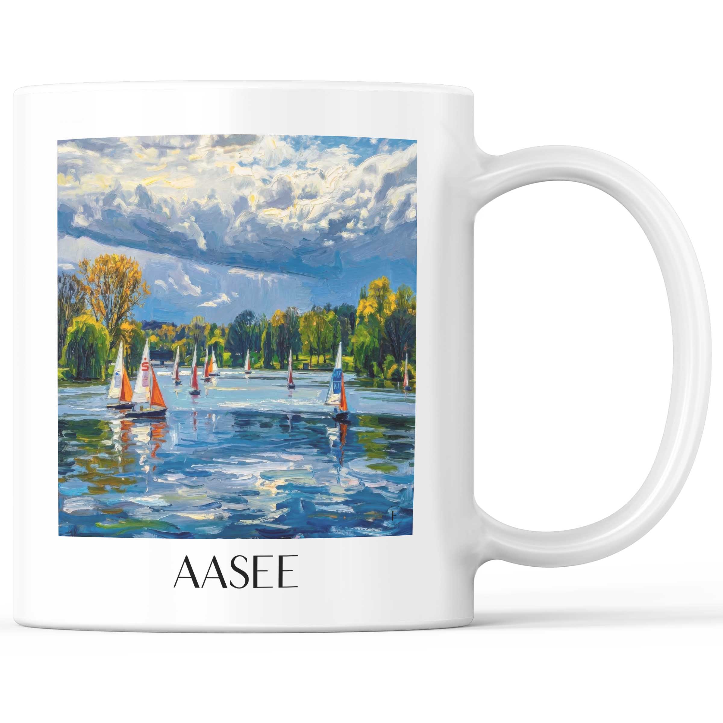 Aasee Kaffeebecher - Münster - Deutschland Becher - Kaffeetasse im Ölgemälde Stil
