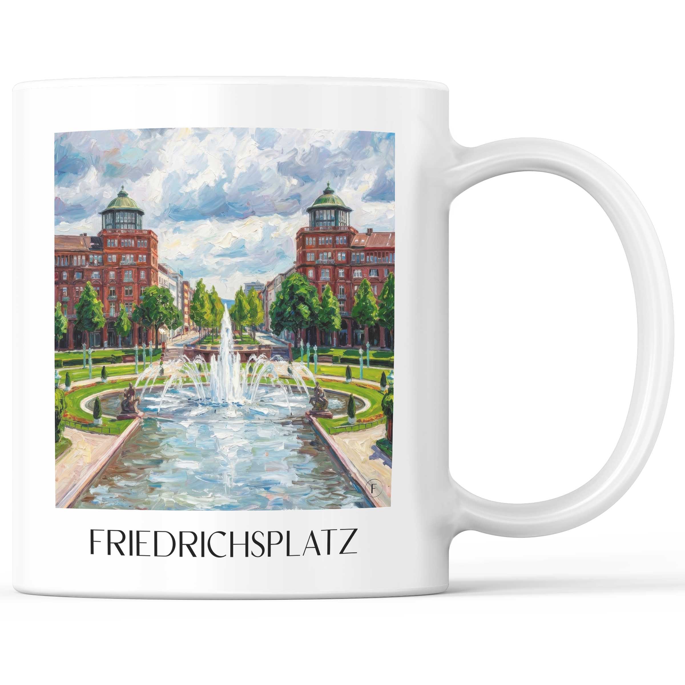 Friedrichsplatz Kaffeebecher - Mannheim - Deutschland Becher - Kaffeetasse im Ölgemälde Stil