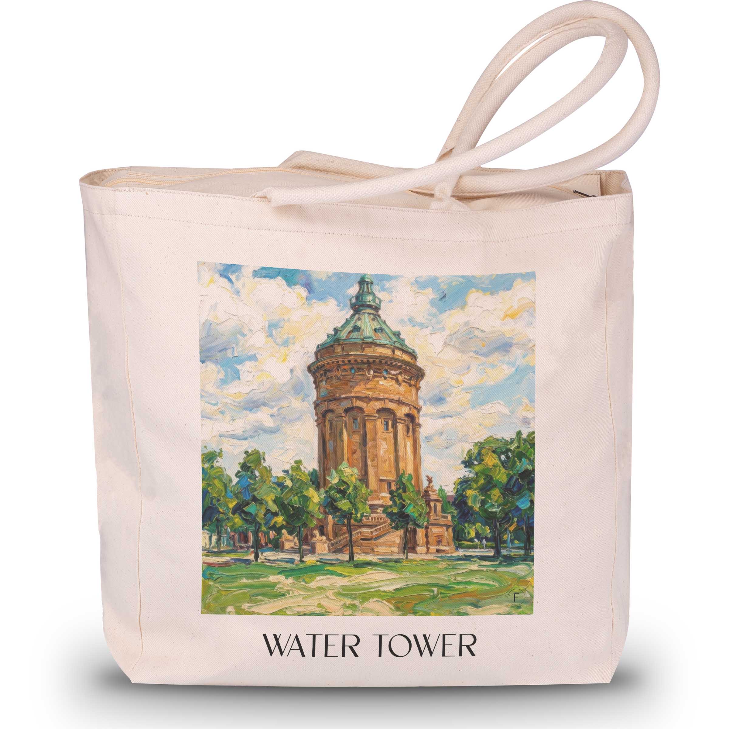 Wasserturm Shopping Tasche - Mannheim - Deutschland Tote Bag - Einkaufstasche im Ölgemälde Stil