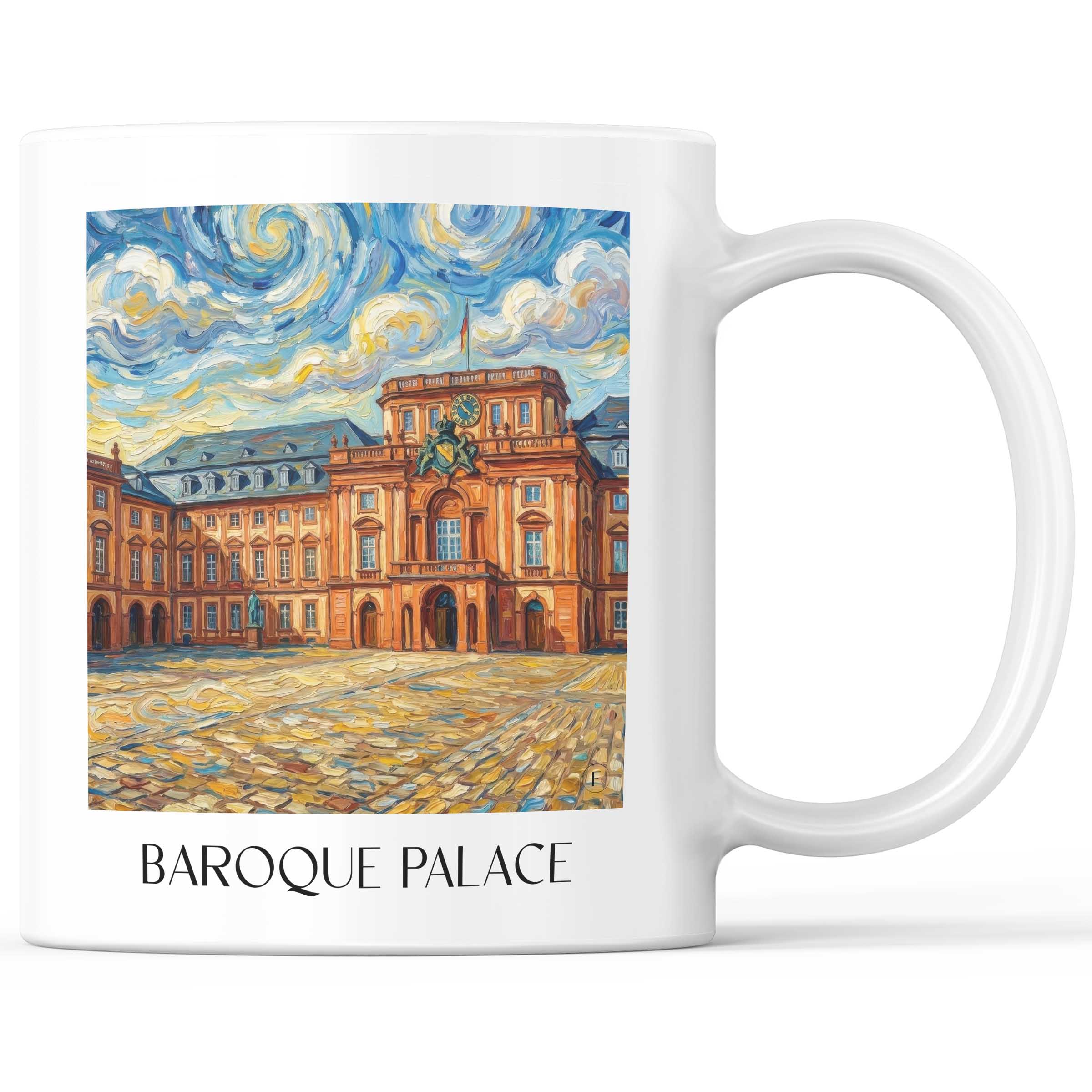 Barockschloss Kaffeebecher - Mannheim - Deutschland Becher - Kaffeetasse im Ölgemälde Stil