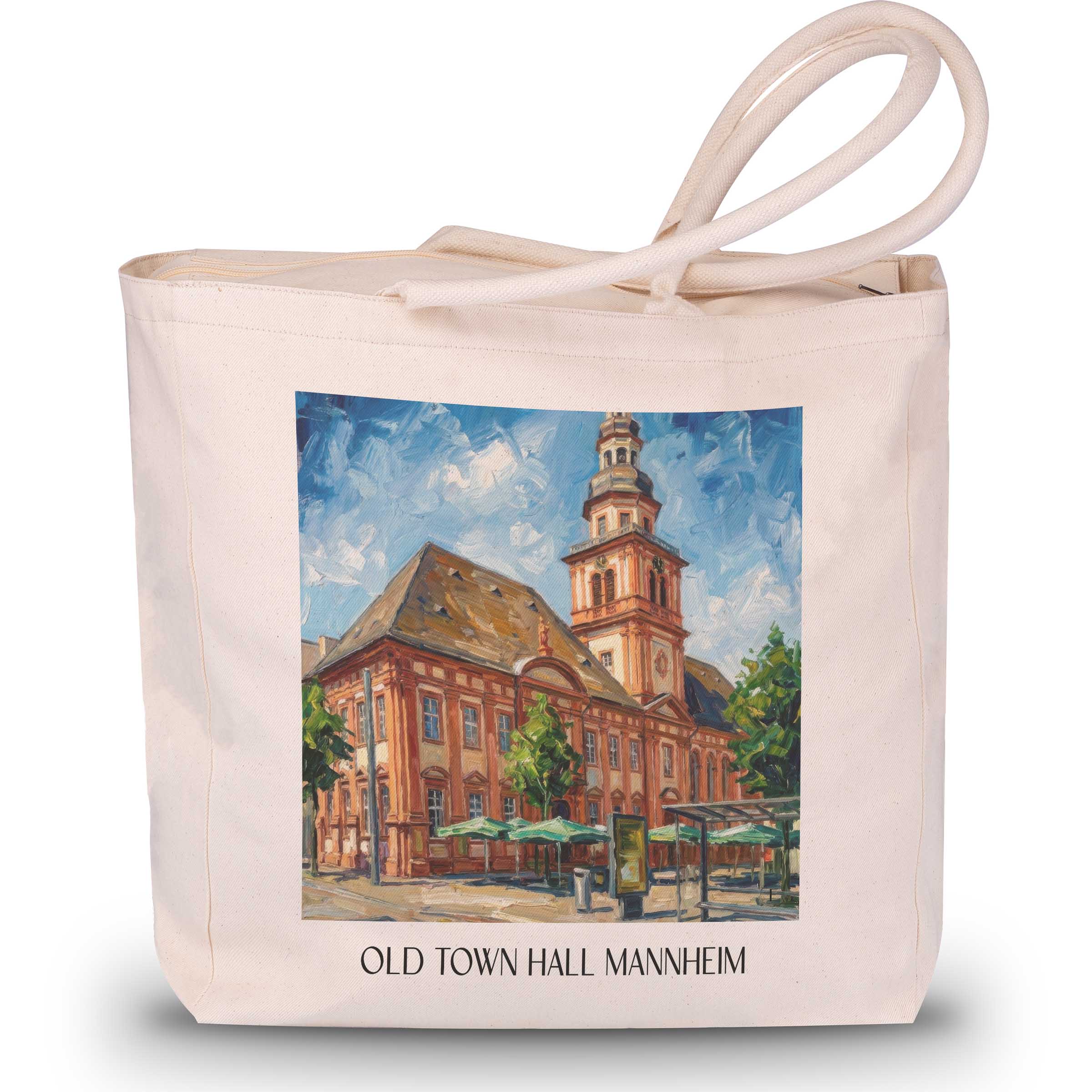 Altes Rathaus Shopping Tasche - Mannheim - Deutschland Tote Bag - Einkaufstasche im Ölgemälde Stil