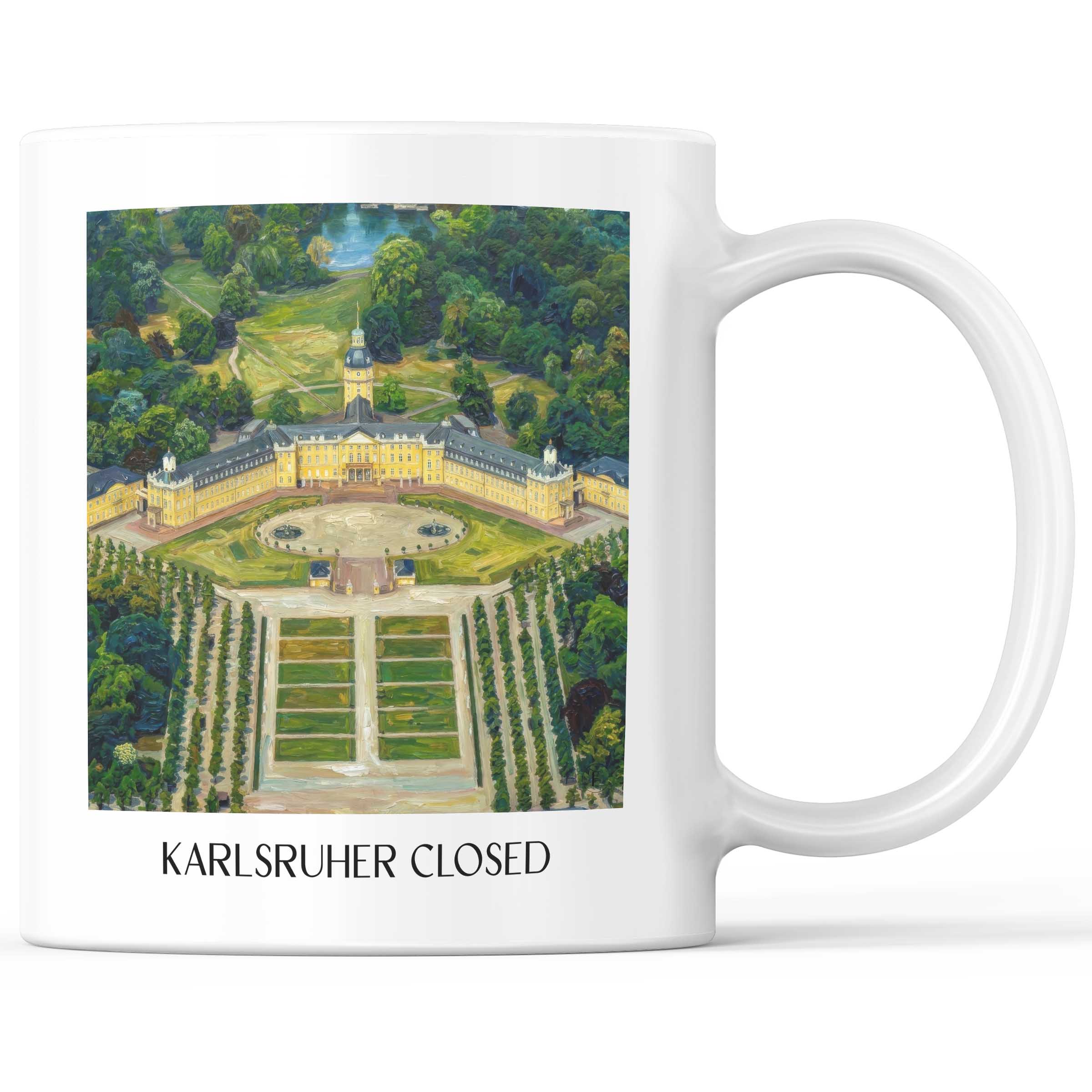 Karlsruher schloss Kaffeebecher - Baden-Württemberg - Deutschland Becher - Kaffeetasse im Ölgemälde Stil