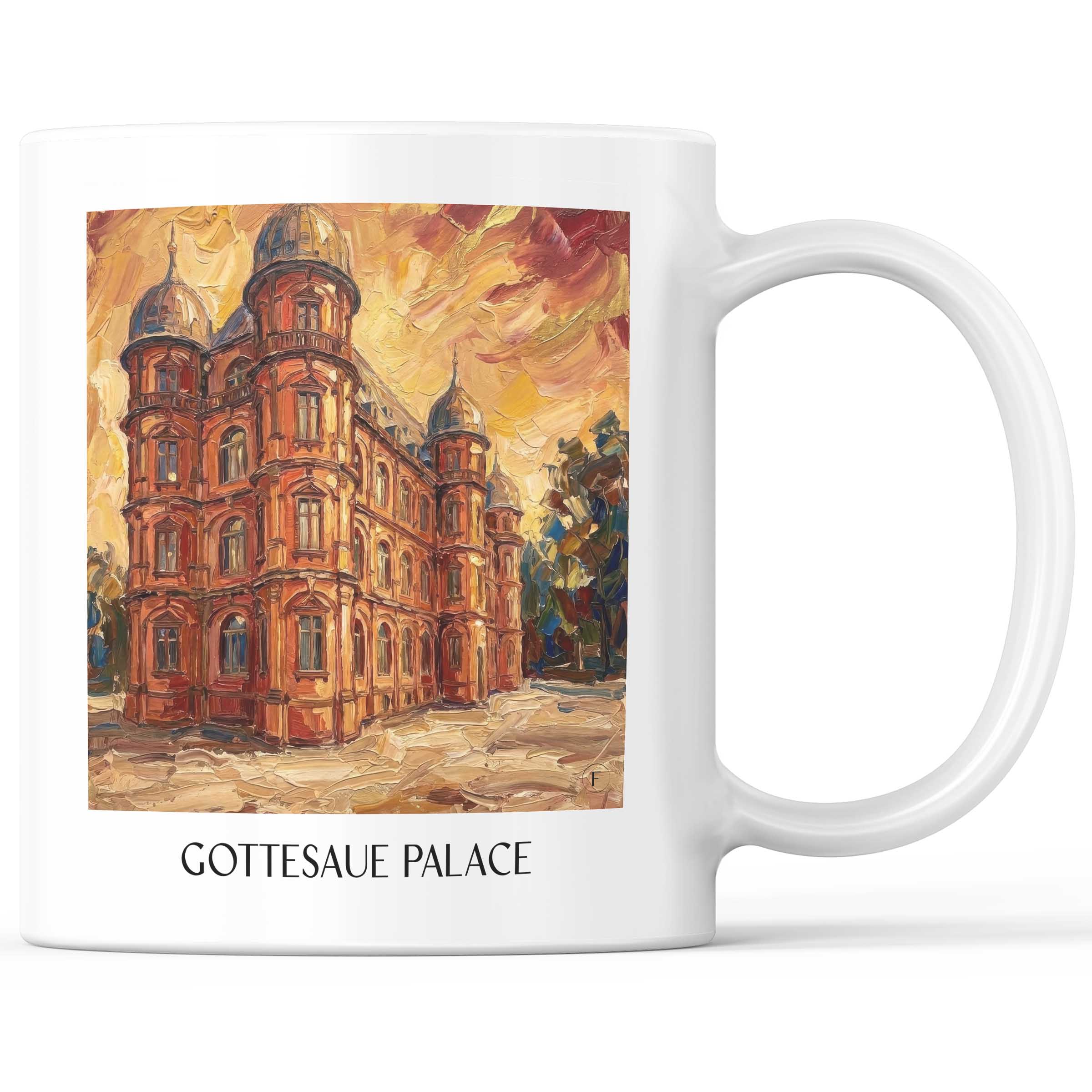 Schloss Gottesaue Kaffeebecher - Karlsruhe - Deutschland Becher - Kaffeetasse im Ölgemälde Stil