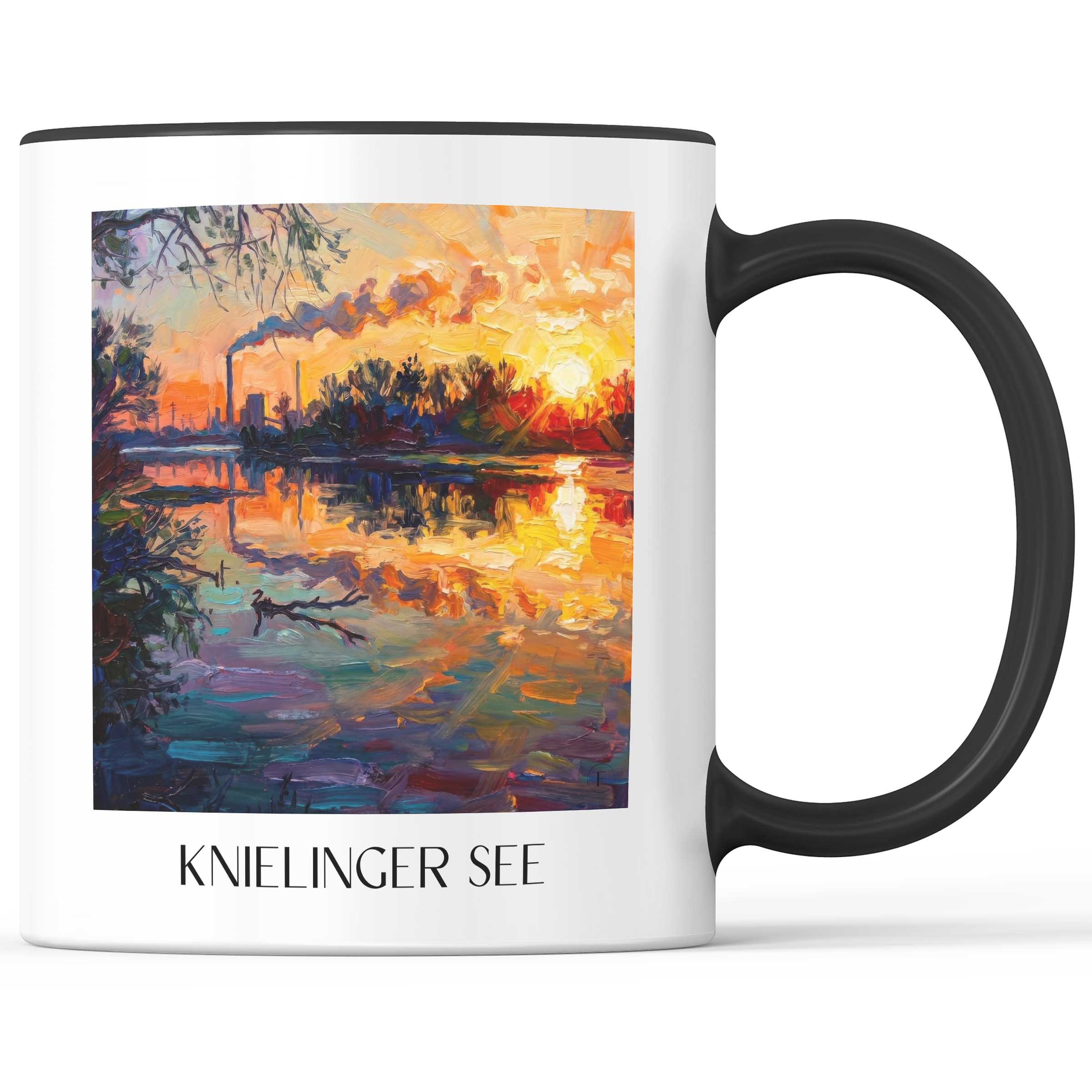 Knielinger See Kaffeebecher - Karlsruhe - Deutschland Becher - Kaffeetasse im Ölgemälde Stil