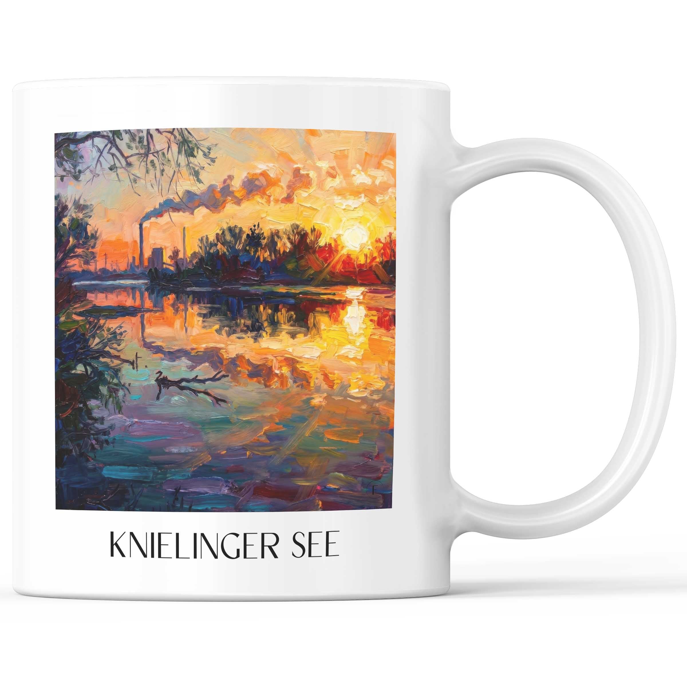 Knielinger See Kaffeebecher - Karlsruhe - Deutschland Becher - Kaffeetasse im Ölgemälde Stil