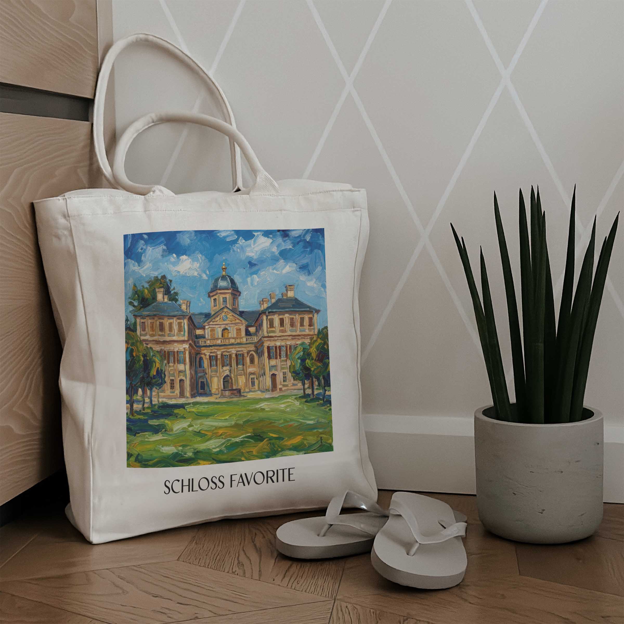 schloss-favorite-rastatt-deutschland-einkaufstasche-oil-painting-oelgemaelde