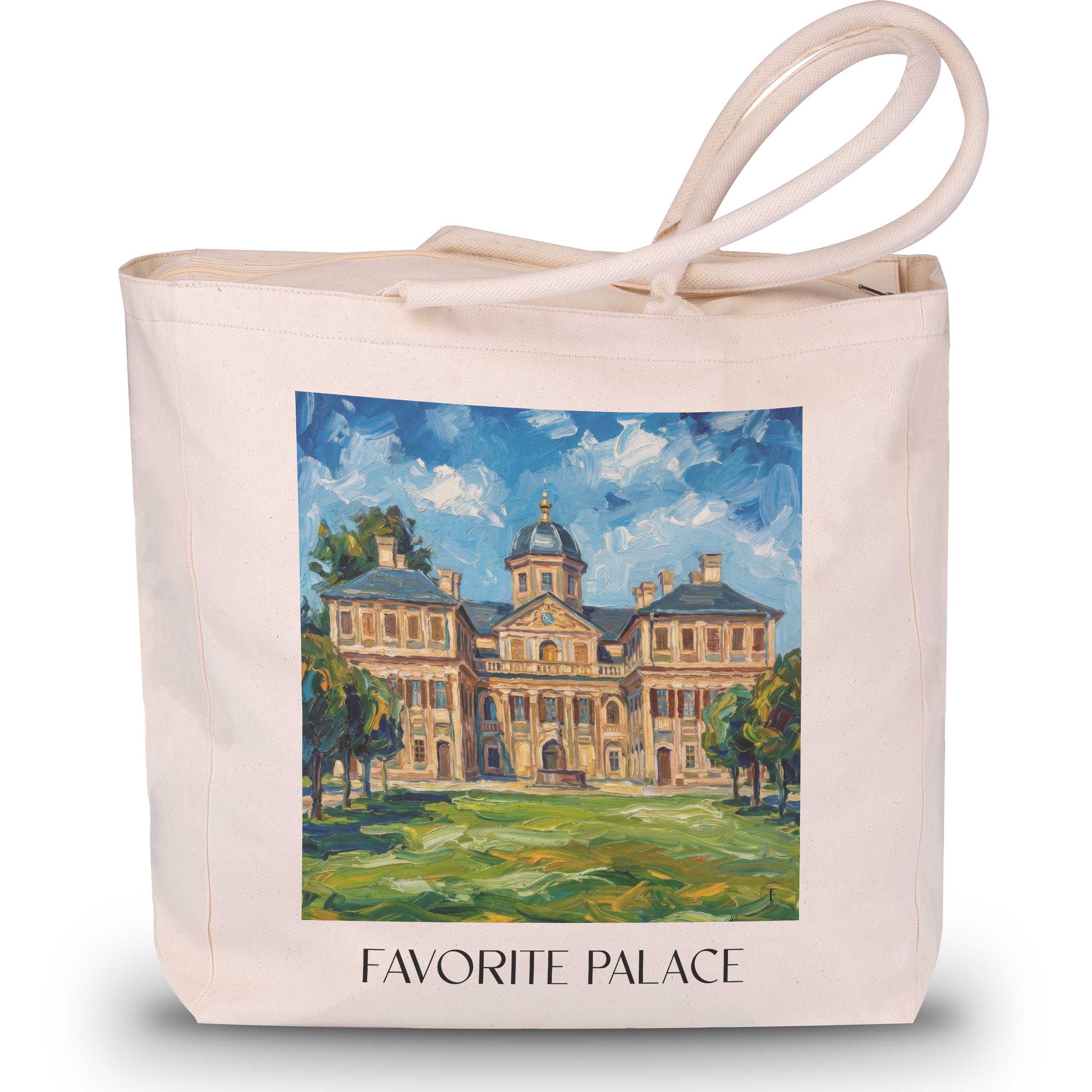 Schloss Favorite Shopping Tasche - Rastatt - Deutschland Tote Bag - Einkaufstasche im Ölgemälde Stil