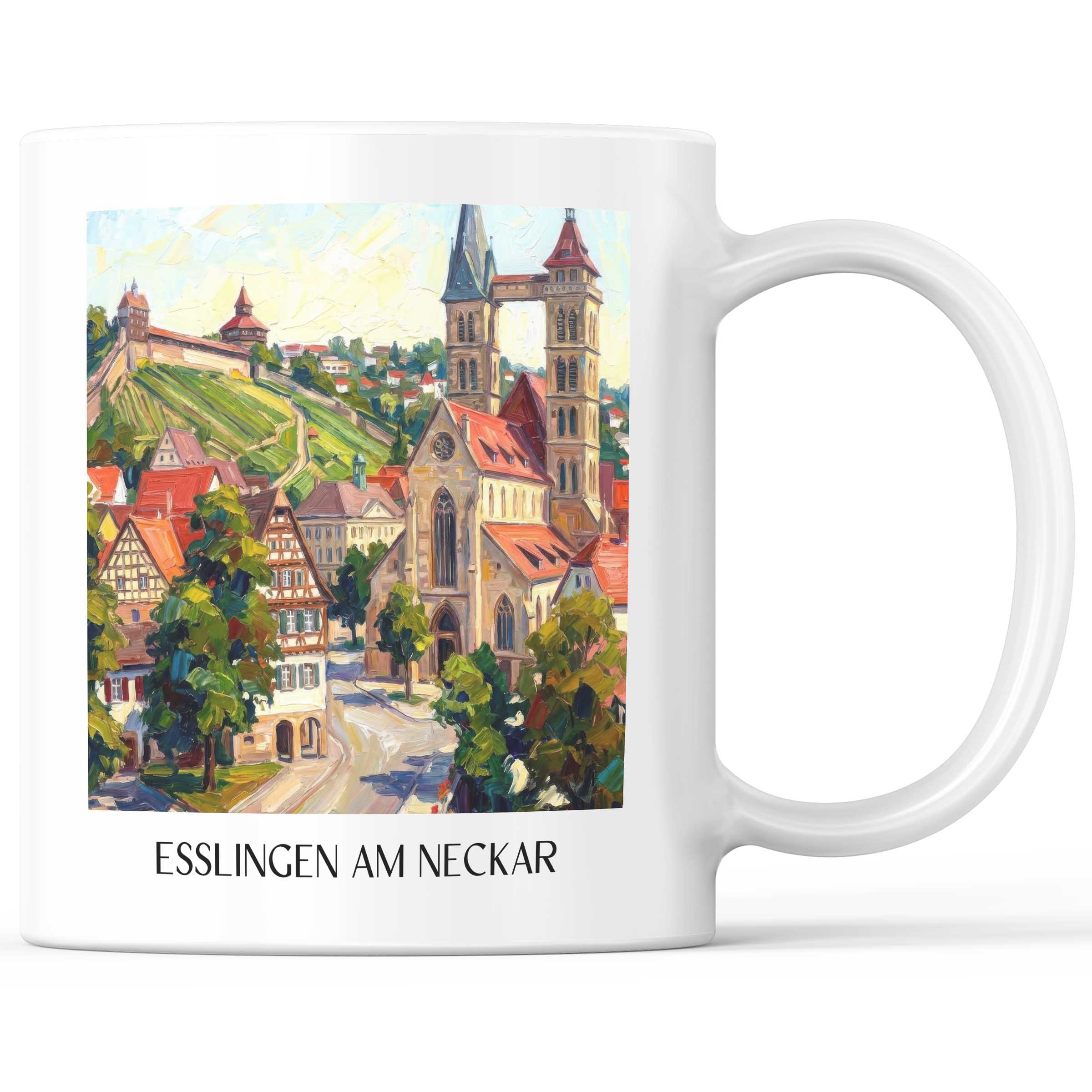 Esslingen am Neckar Kaffeebecher - Neckartal - Deutschland Becher - Kaffeetasse im Ölgemälde Stil