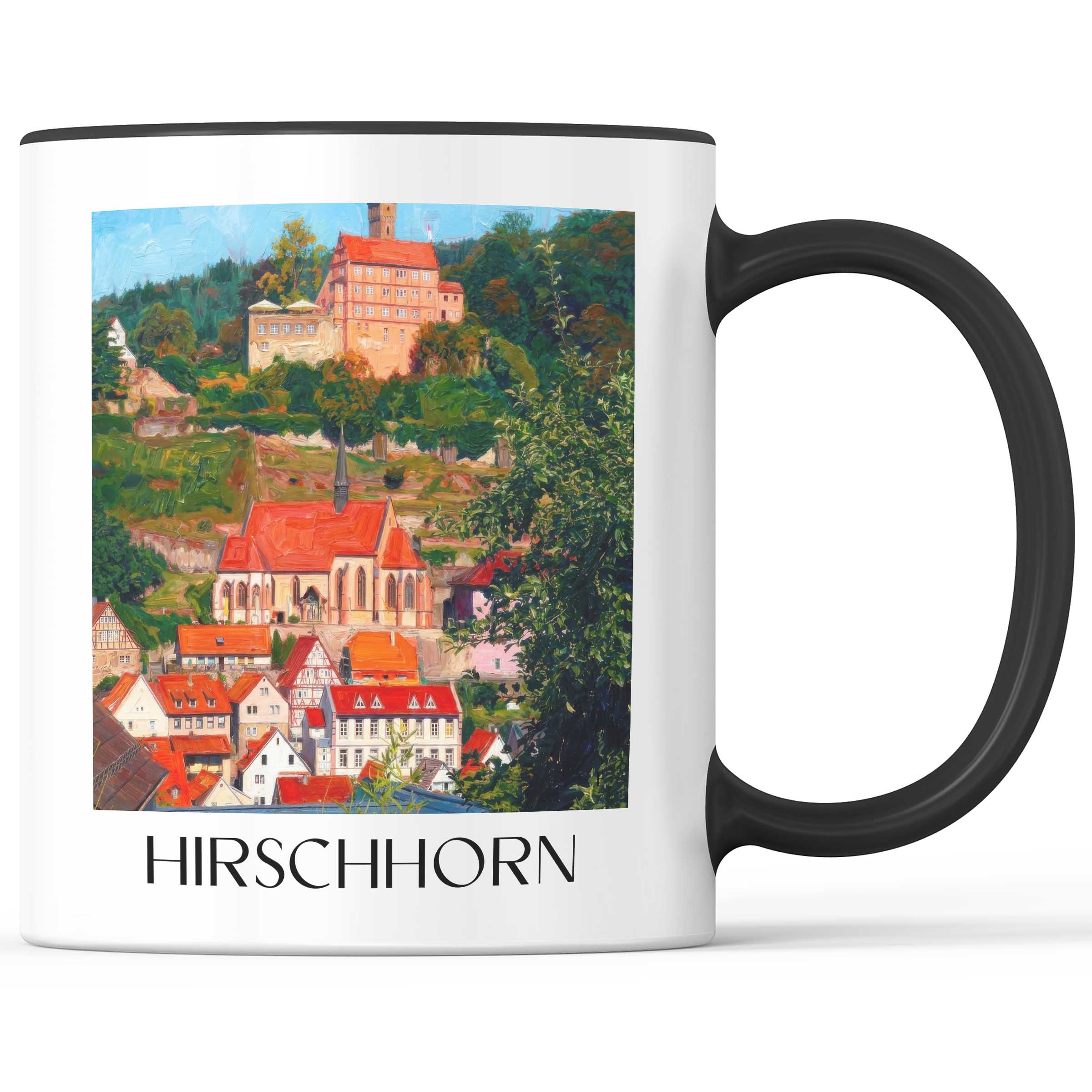 Hirschhorn Kaffeebecher - Odenwald - Deutschland Becher - Kaffeetasse im Ölgemälde Stil