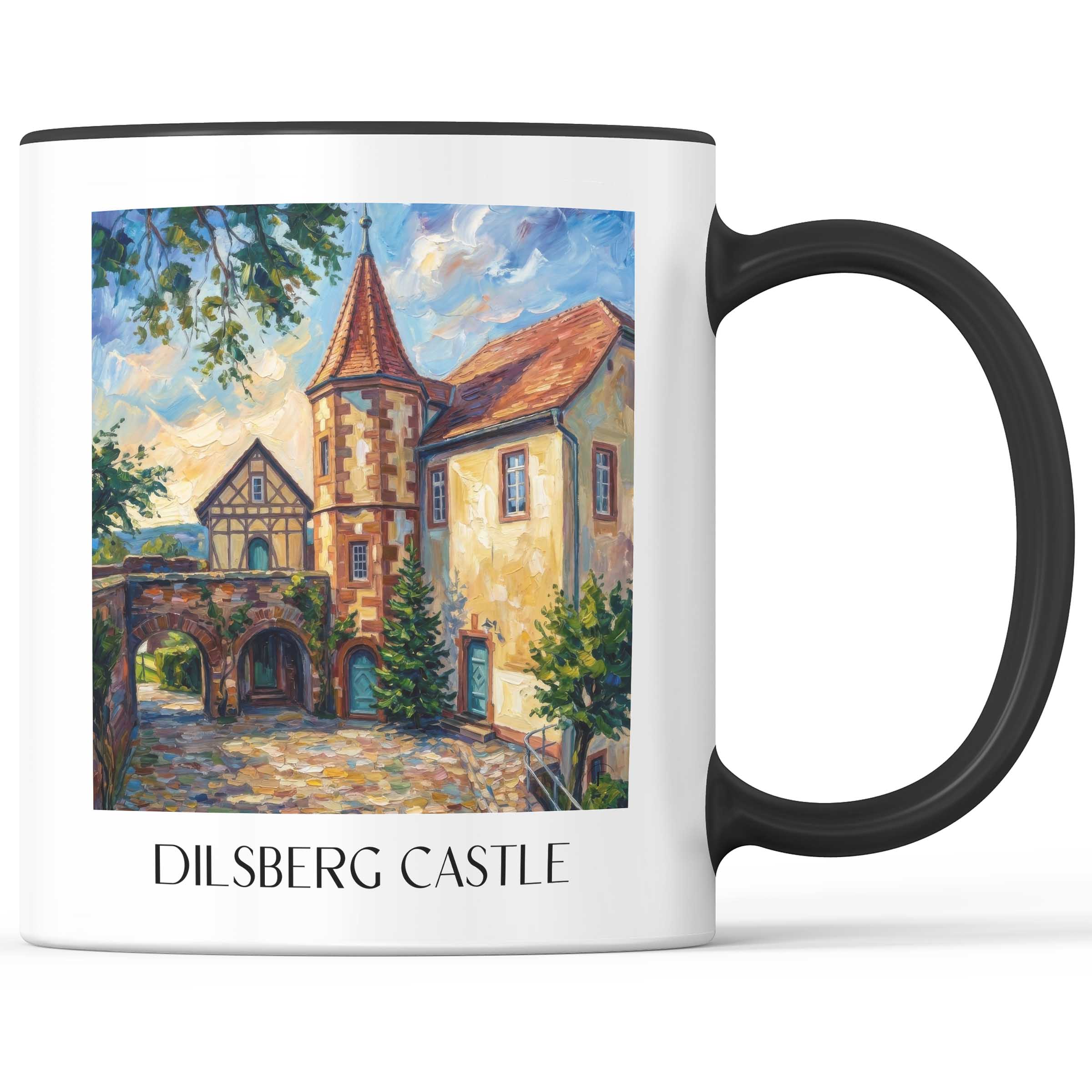 Burgfeste Dilsberg Kaffeebecher - Neckargmünd - Deutschland Becher - Kaffeetasse im Ölgemälde Stil