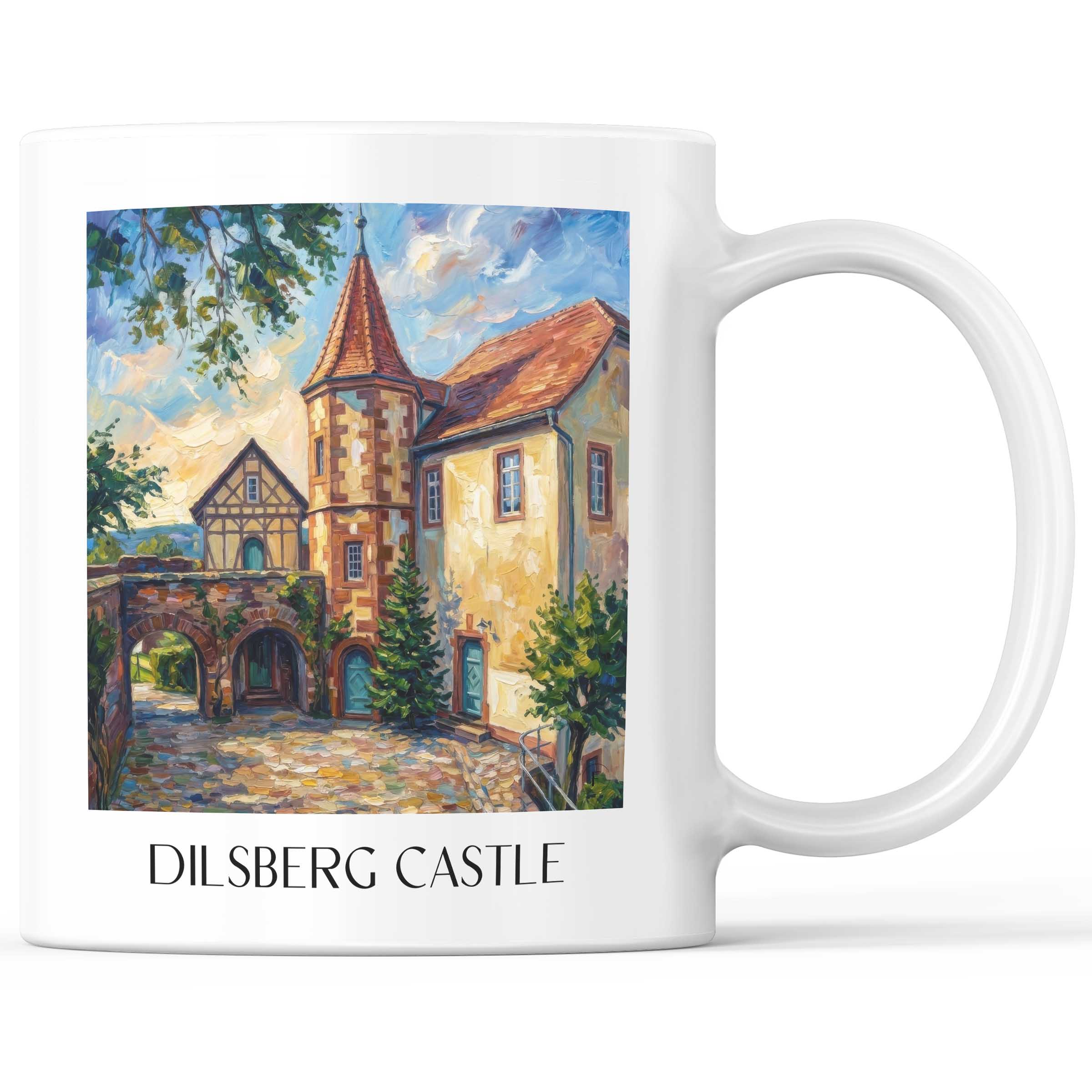 Burgfeste Dilsberg Kaffeebecher - Neckargmünd - Deutschland Becher - Kaffeetasse im Ölgemälde Stil
