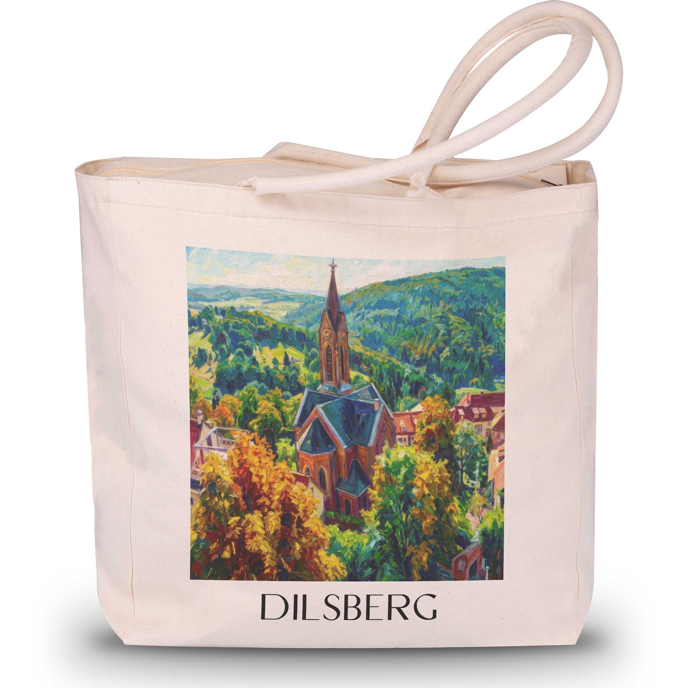 Dilsberg Shopping Tasche - Neckartal - Deutschland Tote Bag - Einkaufstasche im Ölgemälde Stil