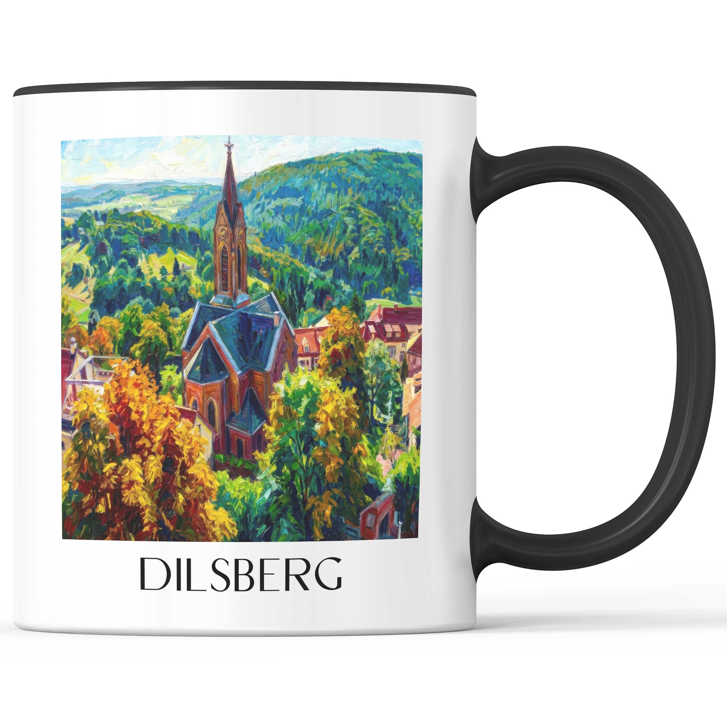 Dilsberg Kaffeebecher - Neckartal - Deutschland Becher - Kaffeetasse im Ölgemälde Stil