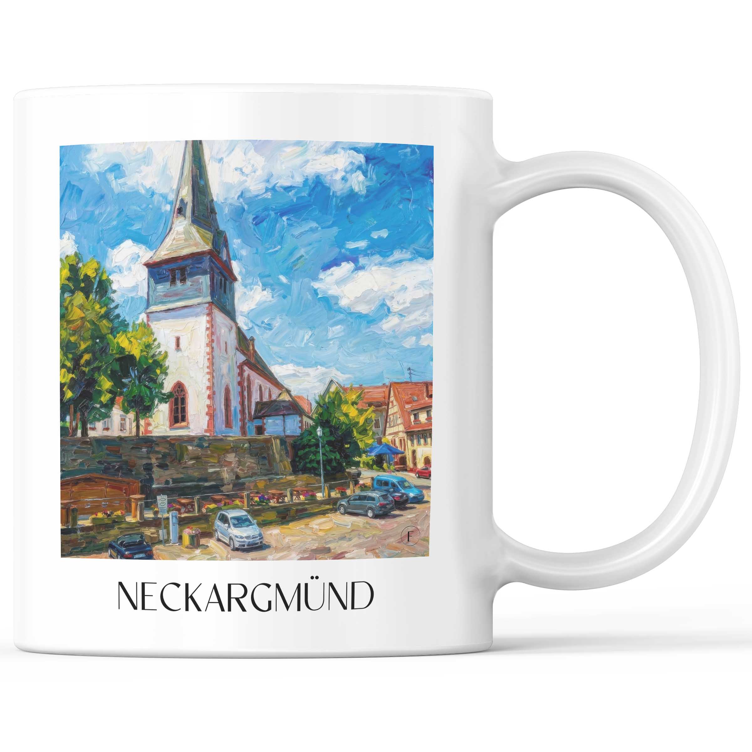 Neckargmünd Kaffeebecher - Neckartal - Deutschland Becher - Kaffeetasse im Ölgemälde Stil