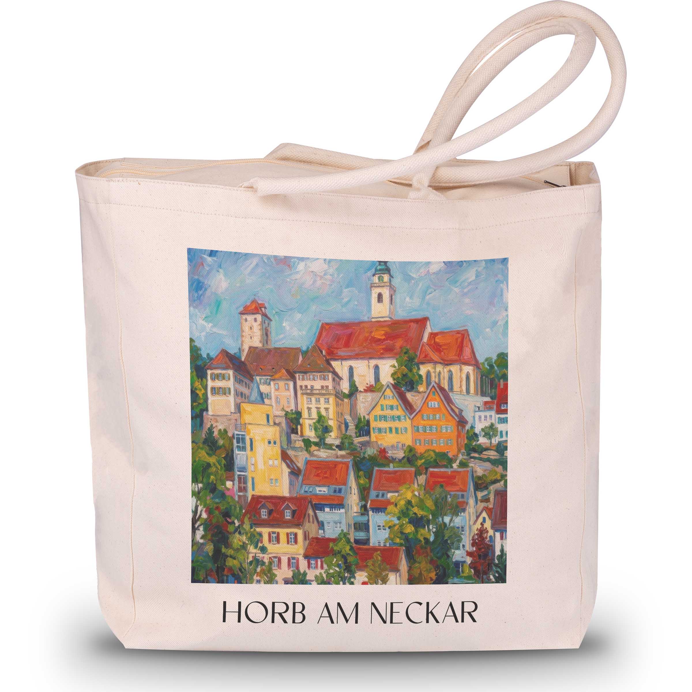 horb-am-neckar-neckartal-deutschland-einkaufstasche-oil-painting-oelgemaelde