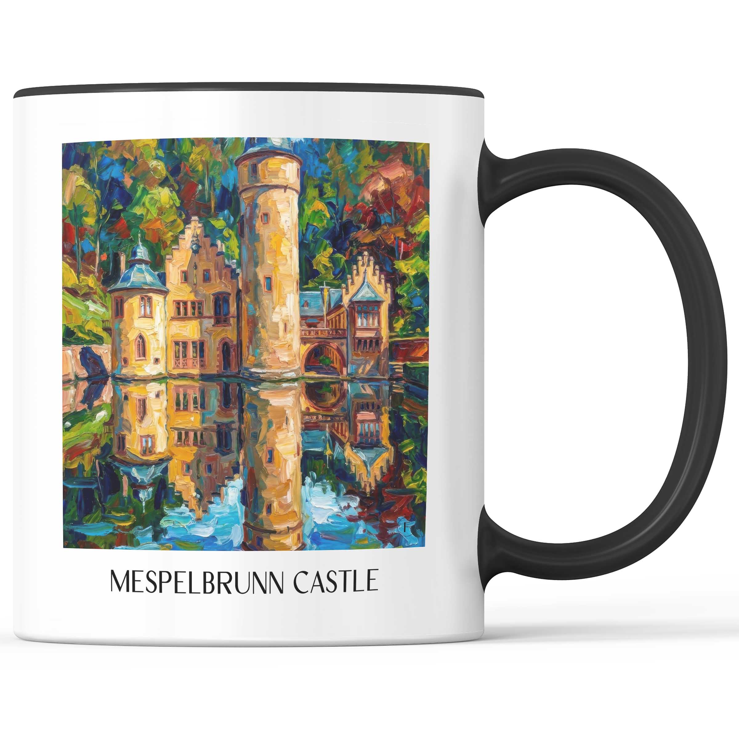 Schloss Mespelbrunn Kaffeebecher - Spessart - Deutschland Becher - Kaffeetasse im Ölgemälde Stil
