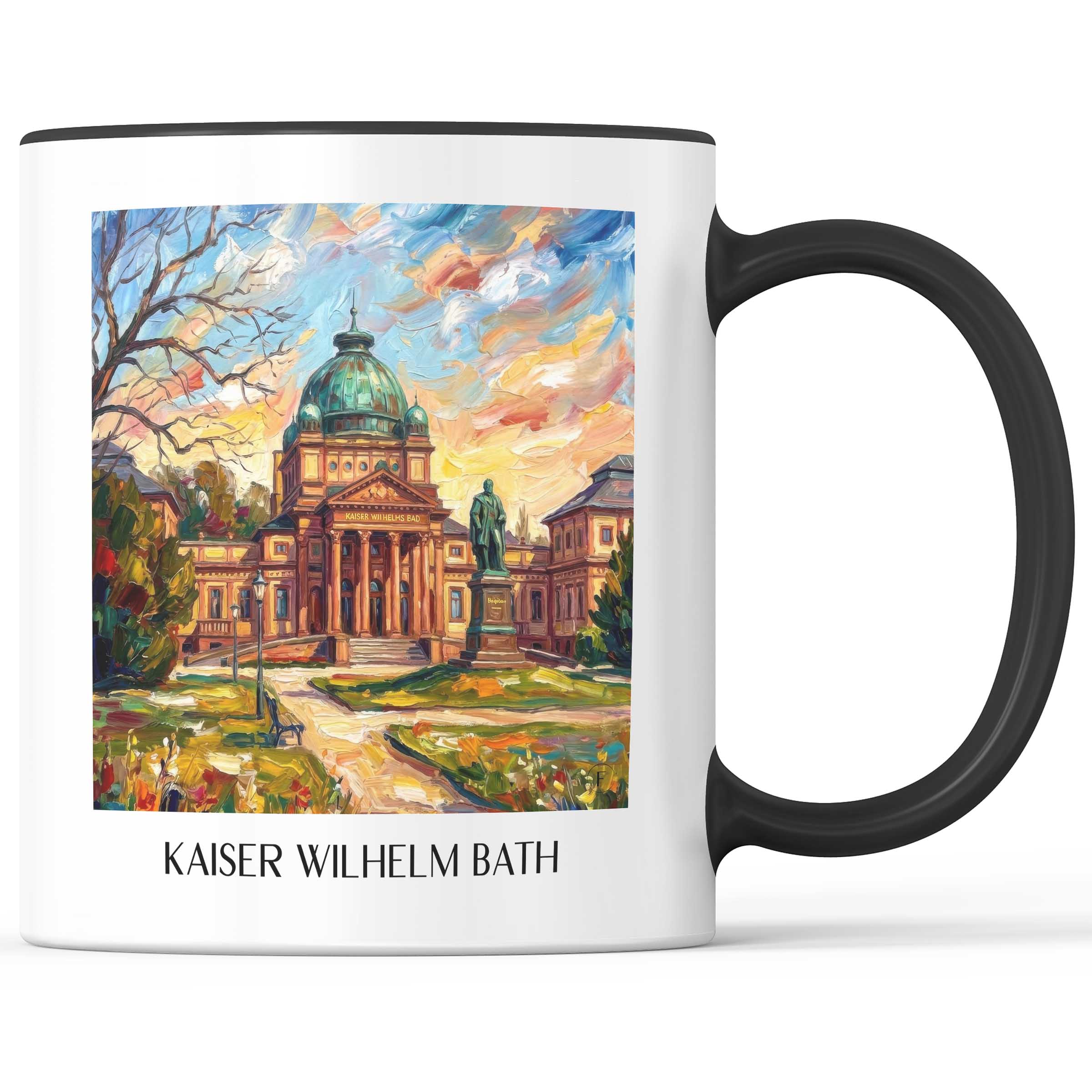 Kaiser Wilhelm Bad Kaffeebecher - Bad Homburg - Deutschland Becher - Kaffeetasse im Ölgemälde Stil