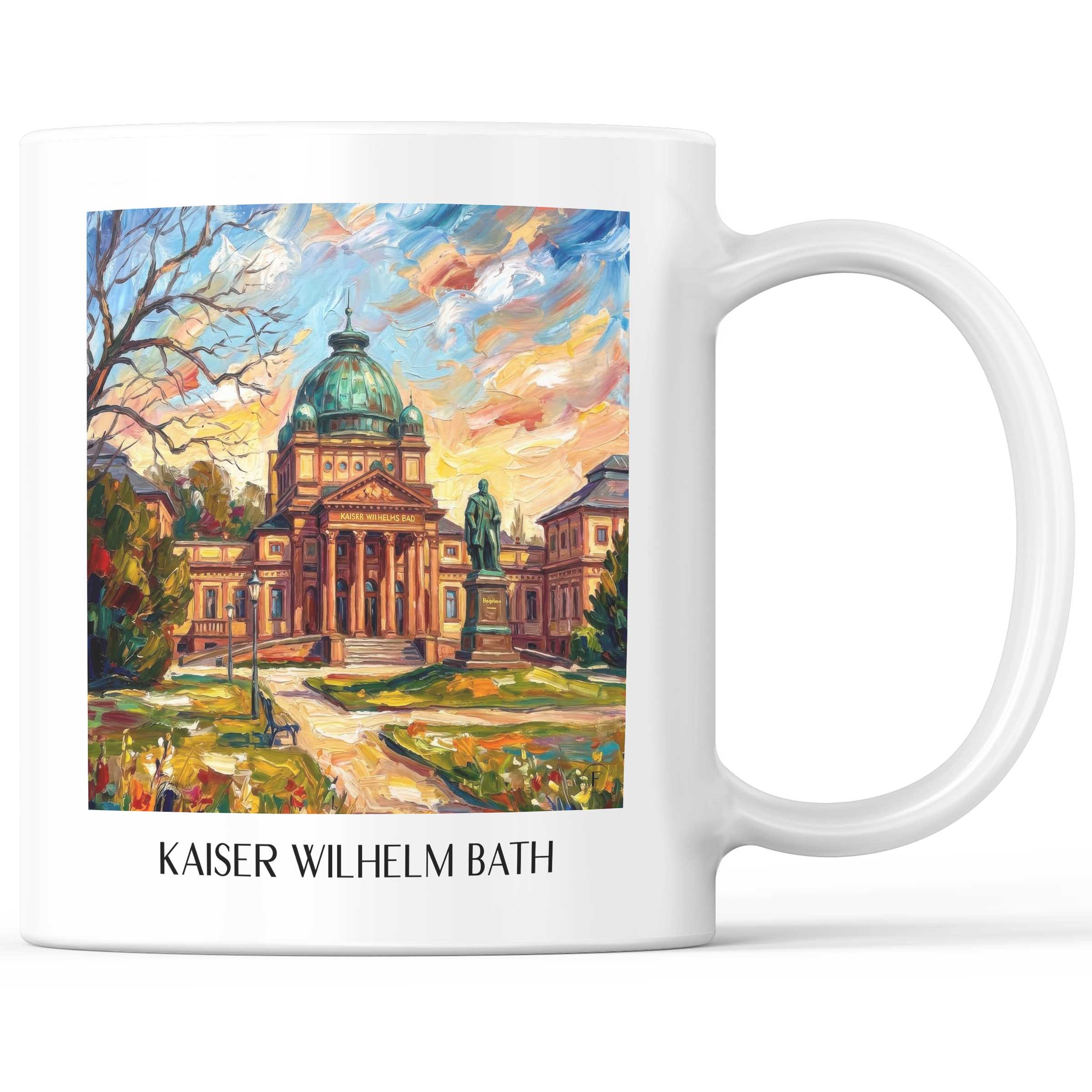 Kaiser Wilhelm Bad Kaffeebecher - Bad Homburg - Deutschland Becher - Kaffeetasse im Ölgemälde Stil