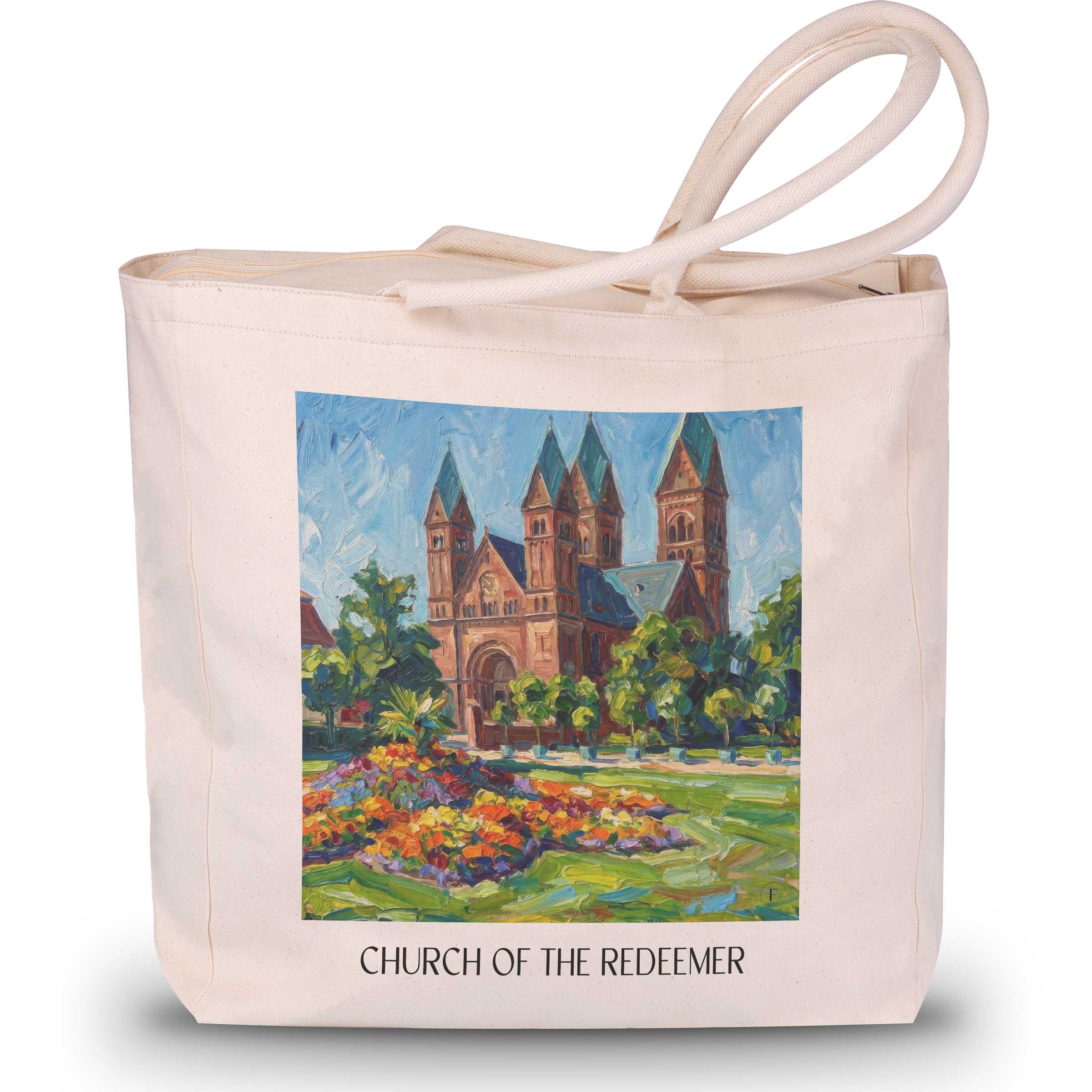 Erlöserkirche Shopping Tasche - Bad Homburg - Deutschland Tote Bag - Einkaufstasche im Ölgemälde Stil