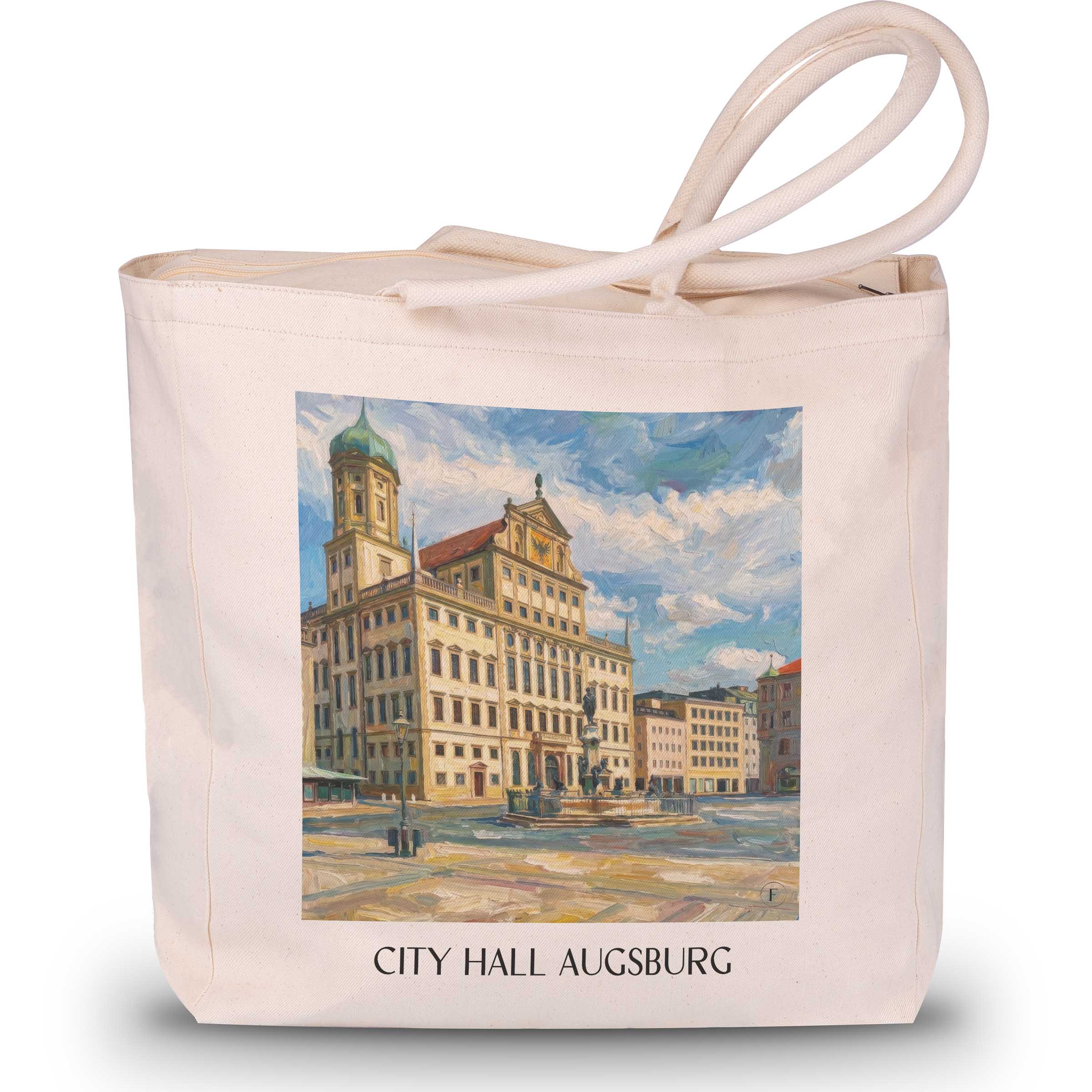 Rathaus Shopping Tasche - Augsburg - Deutschland Tote Bag - Einkaufstasche im Ölgemälde Stil