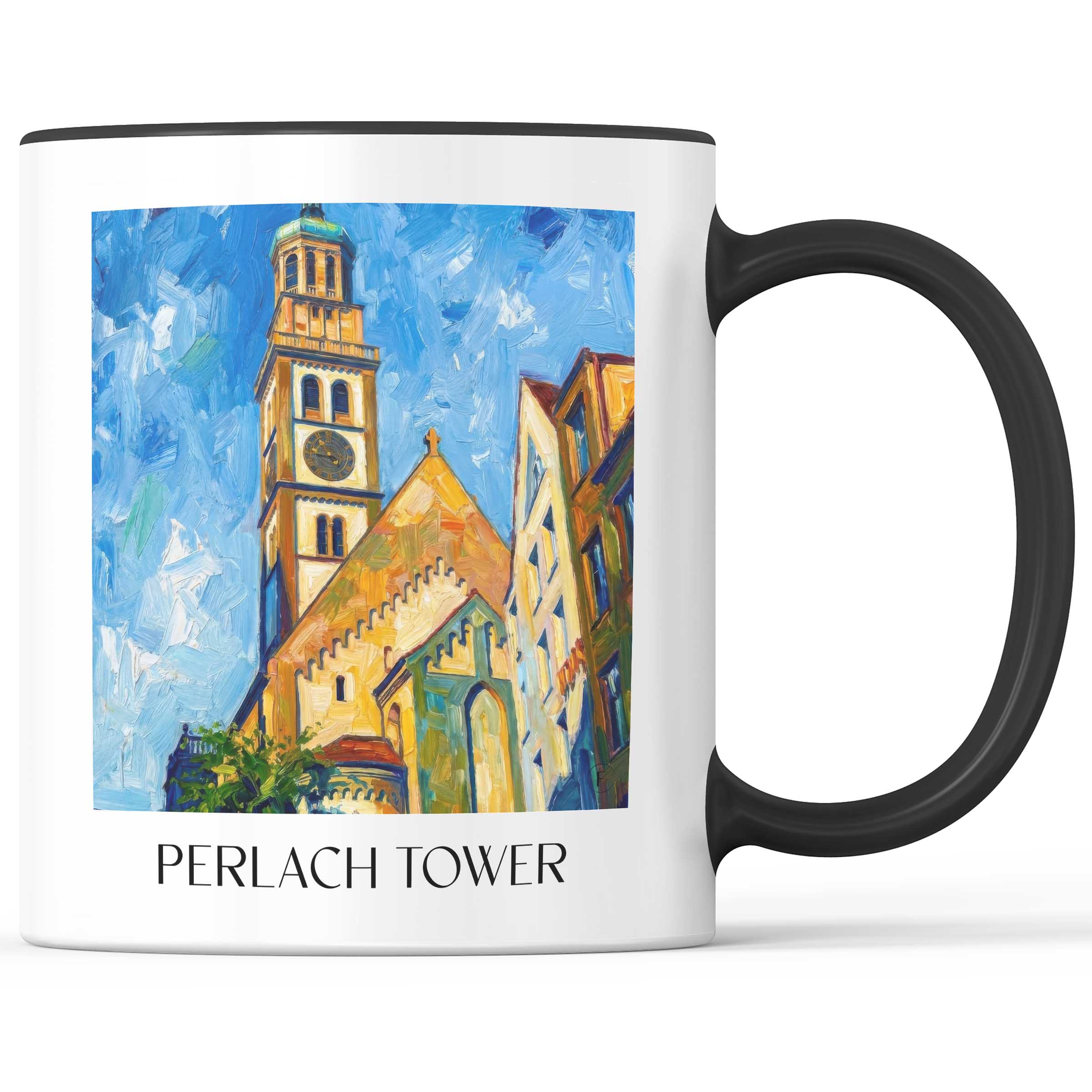Perlachturm Kaffeebecher - Augsburg - Deutschland Becher - Kaffeetasse im Ölgemälde Stil
