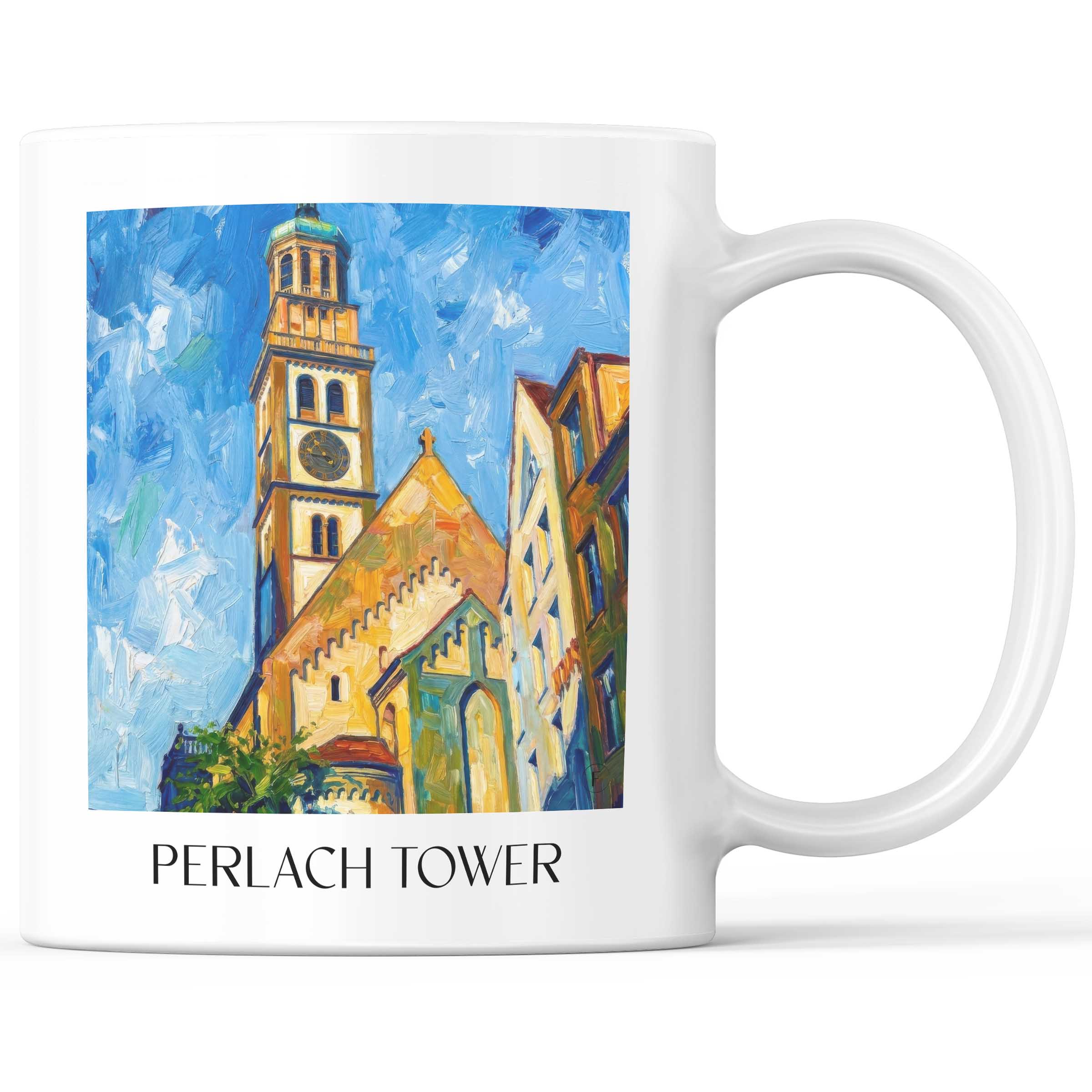 Perlachturm Kaffeebecher - Augsburg - Deutschland Becher - Kaffeetasse im Ölgemälde Stil