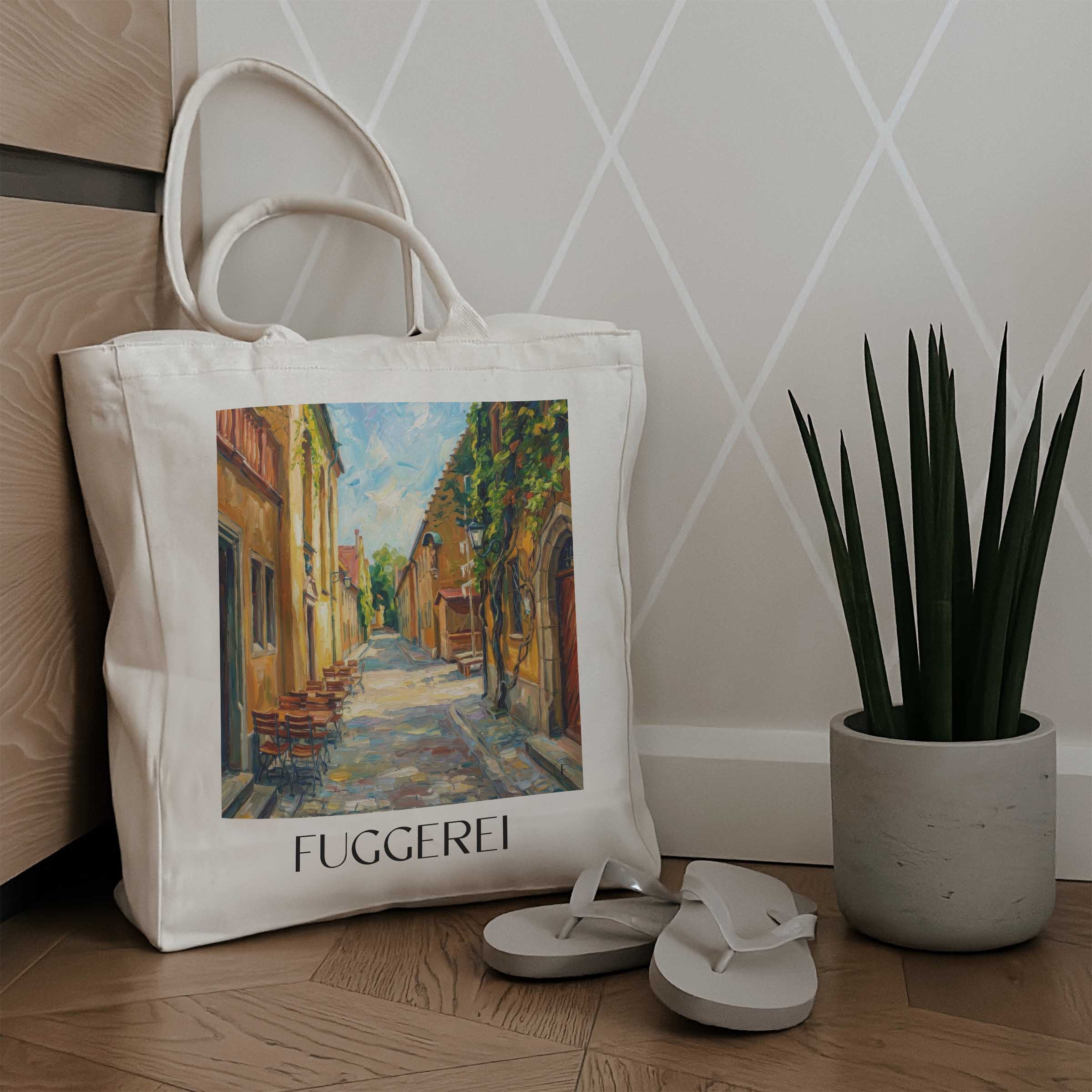 fuggerei-augsburg-deutschland-einkaufstasche-oil-painting-oelgemaelde