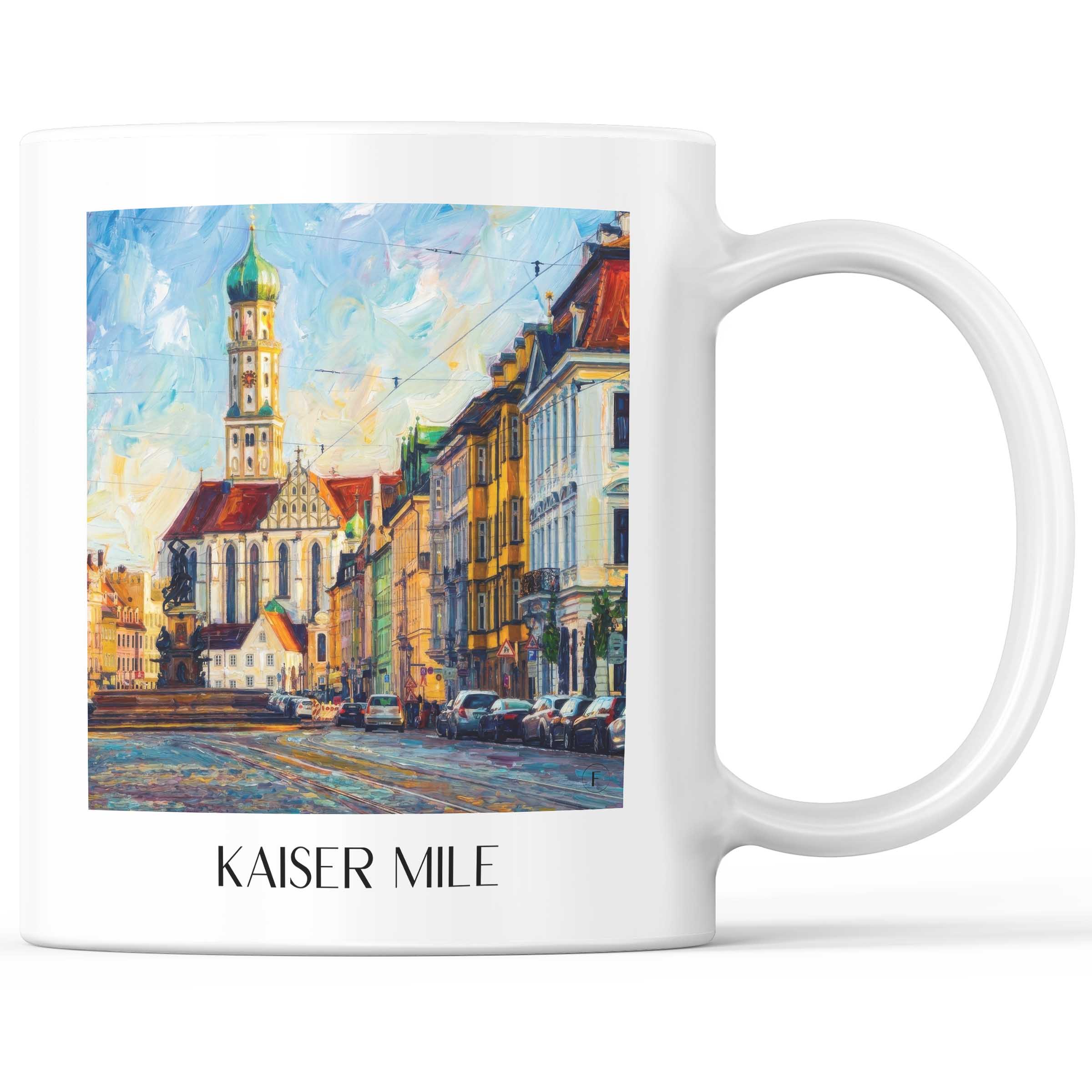 Kaisermeile Kaffeebecher - Augsburg - Deutschland Becher - Kaffeetasse im Ölgemälde Stil