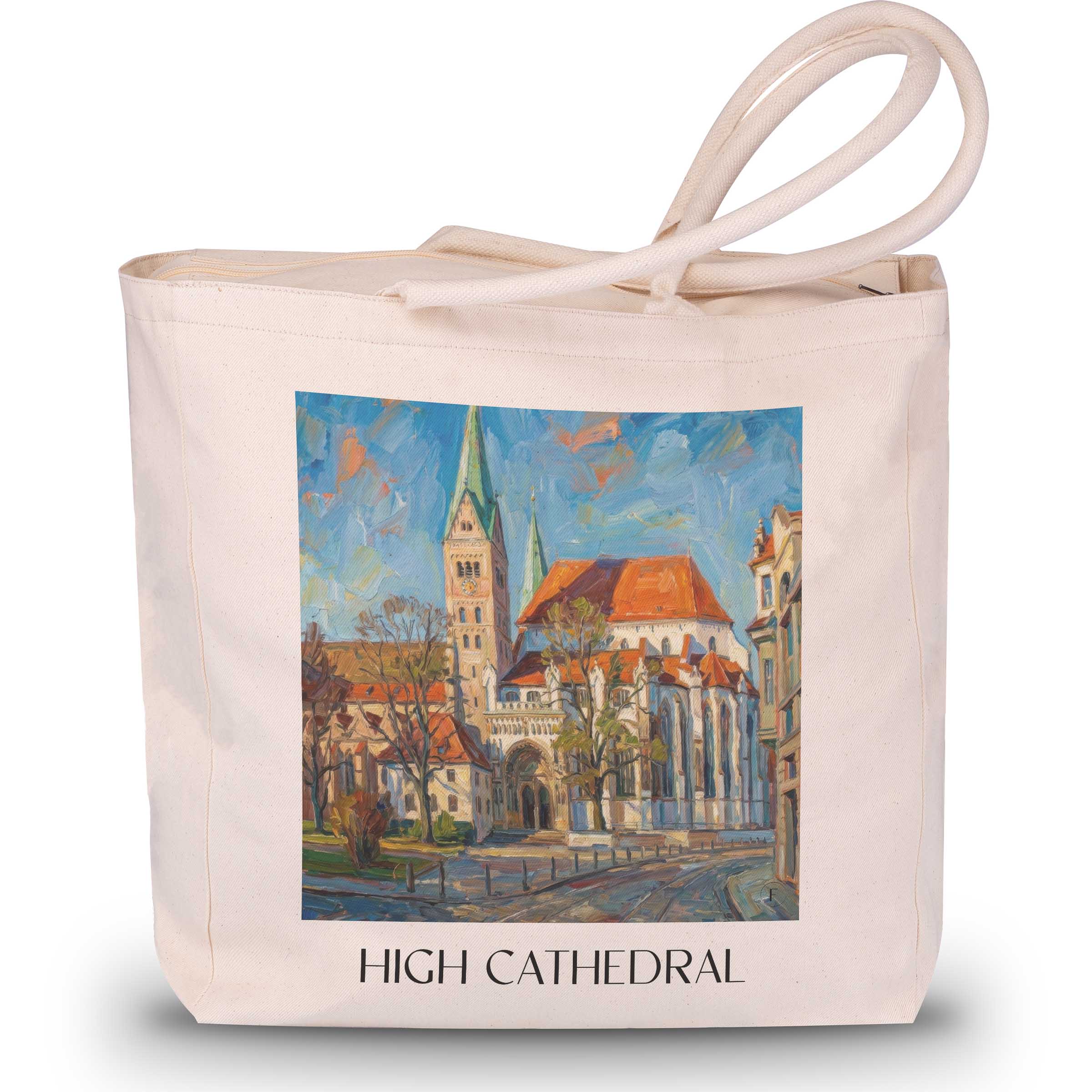 Hoher Dom Shopping Tasche - Augsburg - Deutschland Tote Bag - Einkaufstasche im Ölgemälde Stil