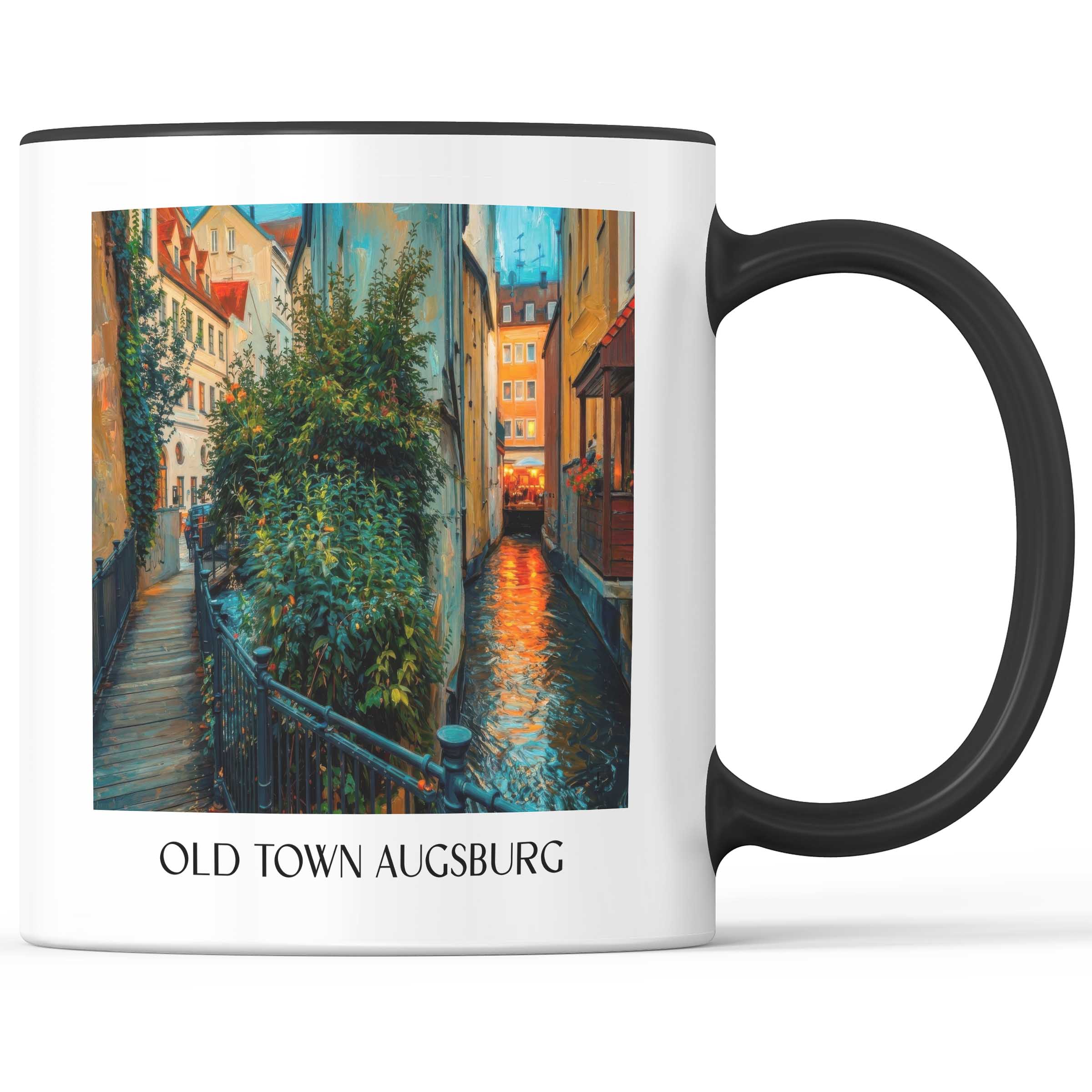 Altstadt Kaffeebecher - Augsburg - Deutschland Becher - Kaffeetasse im Ölgemälde Stil