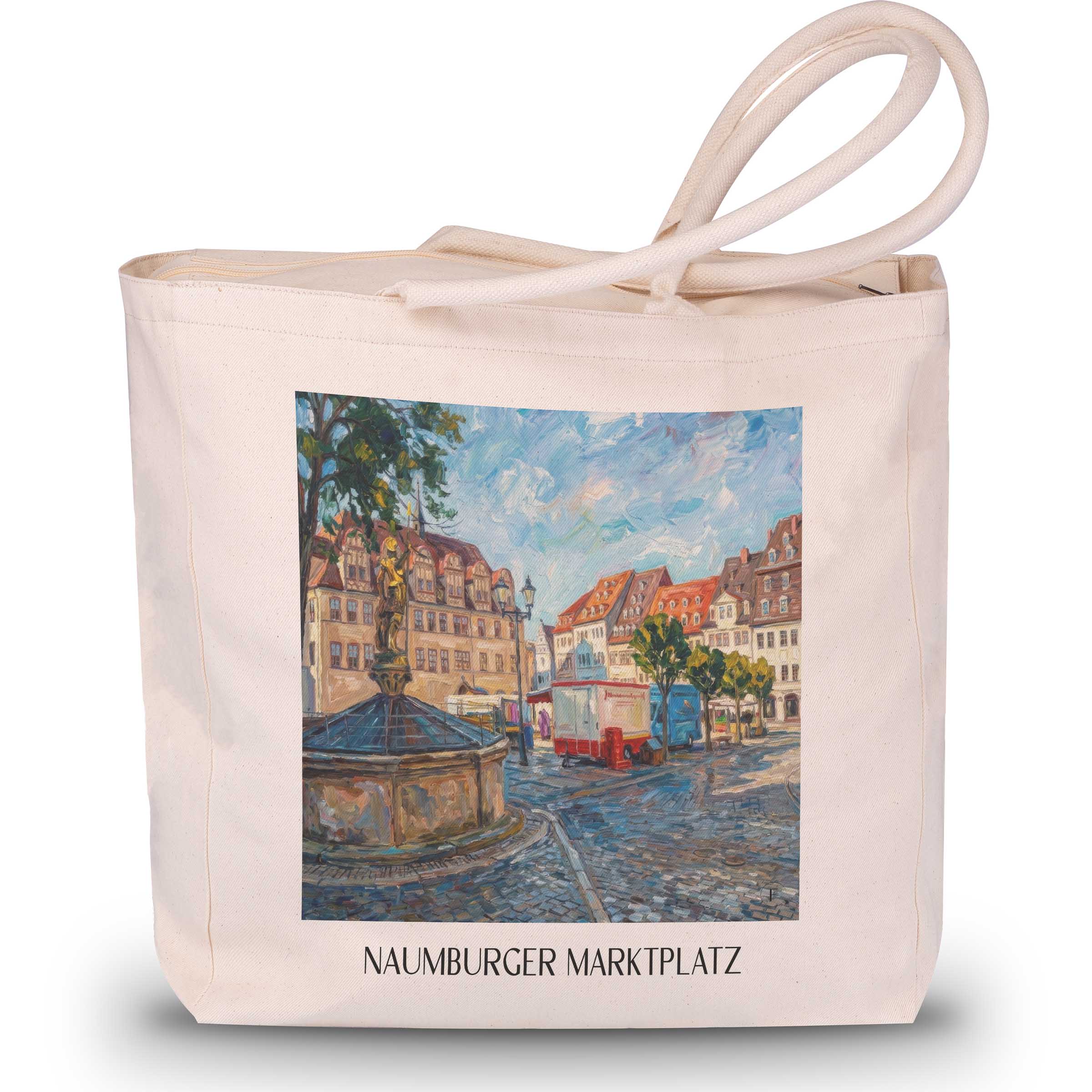 marktplatz-naumburg-deutschland-einkaufstasche-oil-painting-oelgemaelde