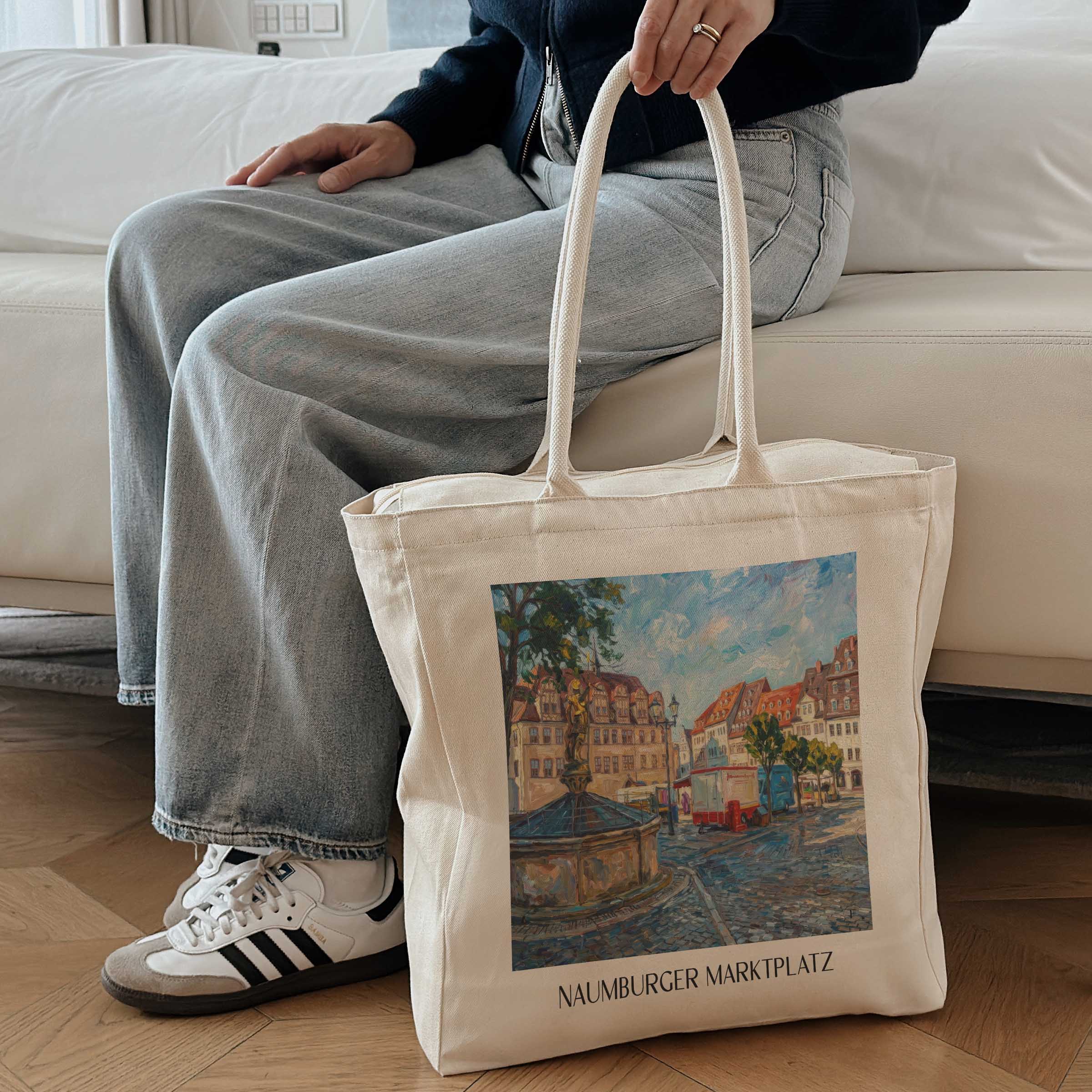 marktplatz-naumburg-deutschland-einkaufstasche-oil-painting-oelgemaelde