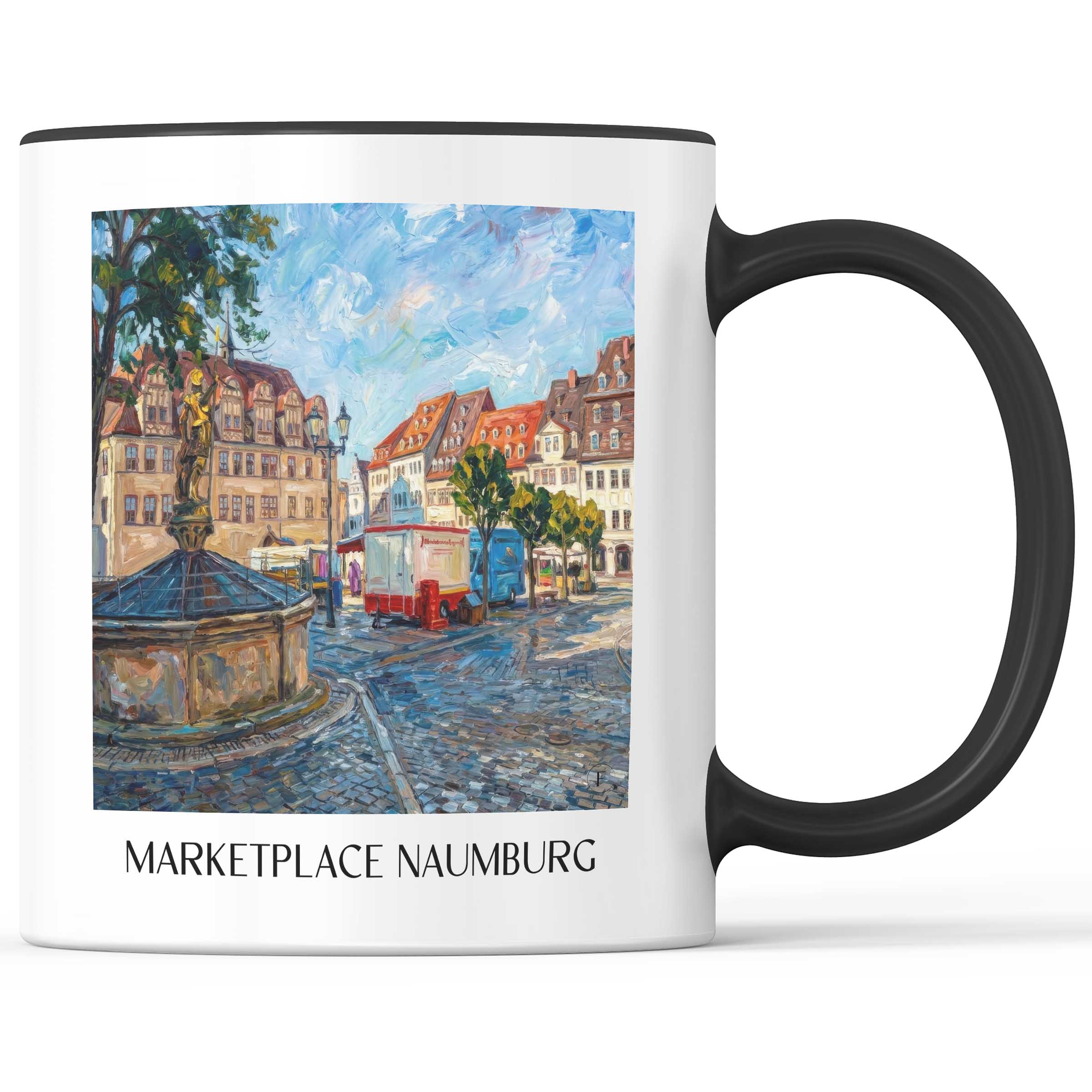 Marktplatz Kaffeebecher - Naumburg - Deutschland Becher - Kaffeetasse im Ölgemälde Stil