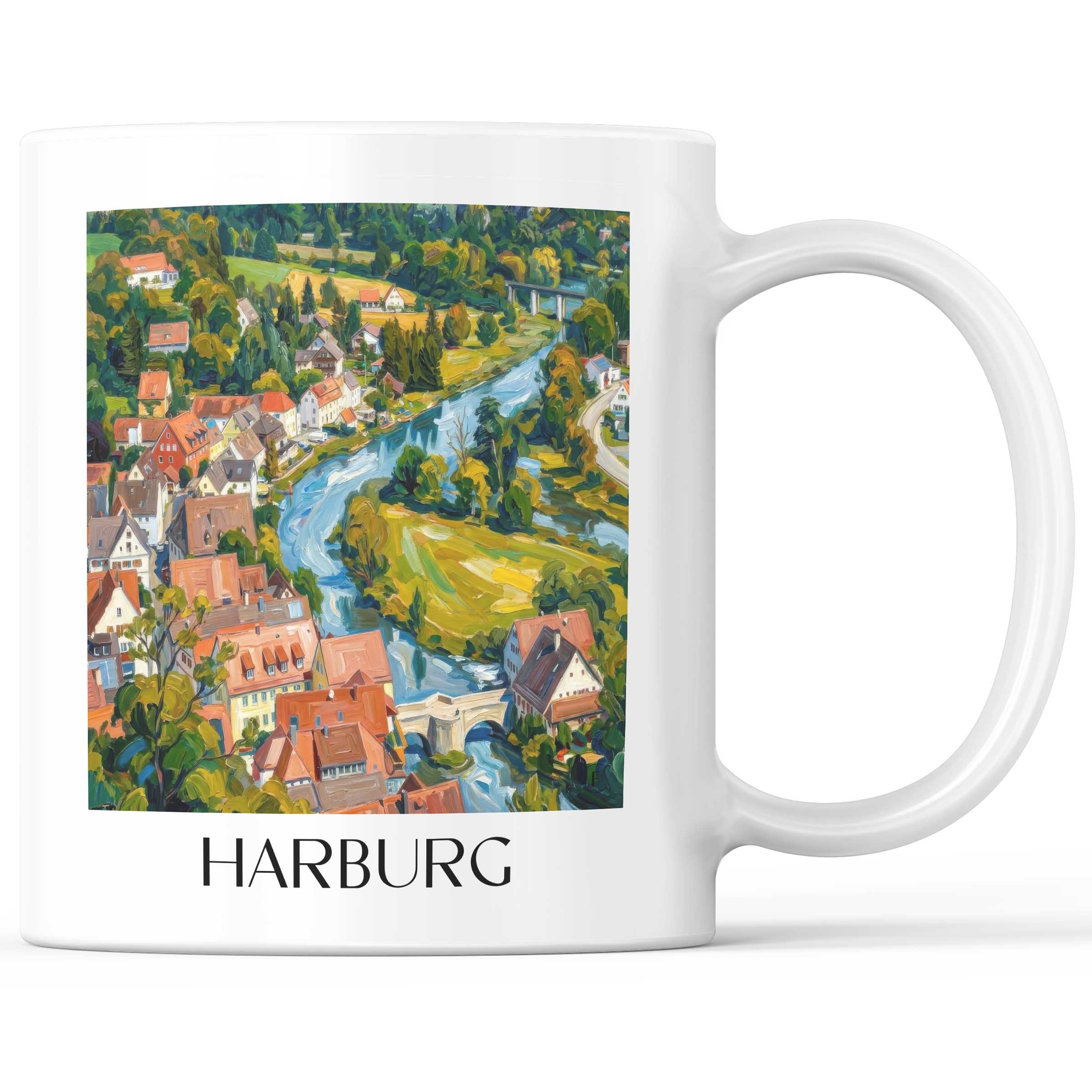 Harburg Kaffeebecher - Schwaben - Deutschland Becher - Kaffeetasse im Ölgemälde Stil
