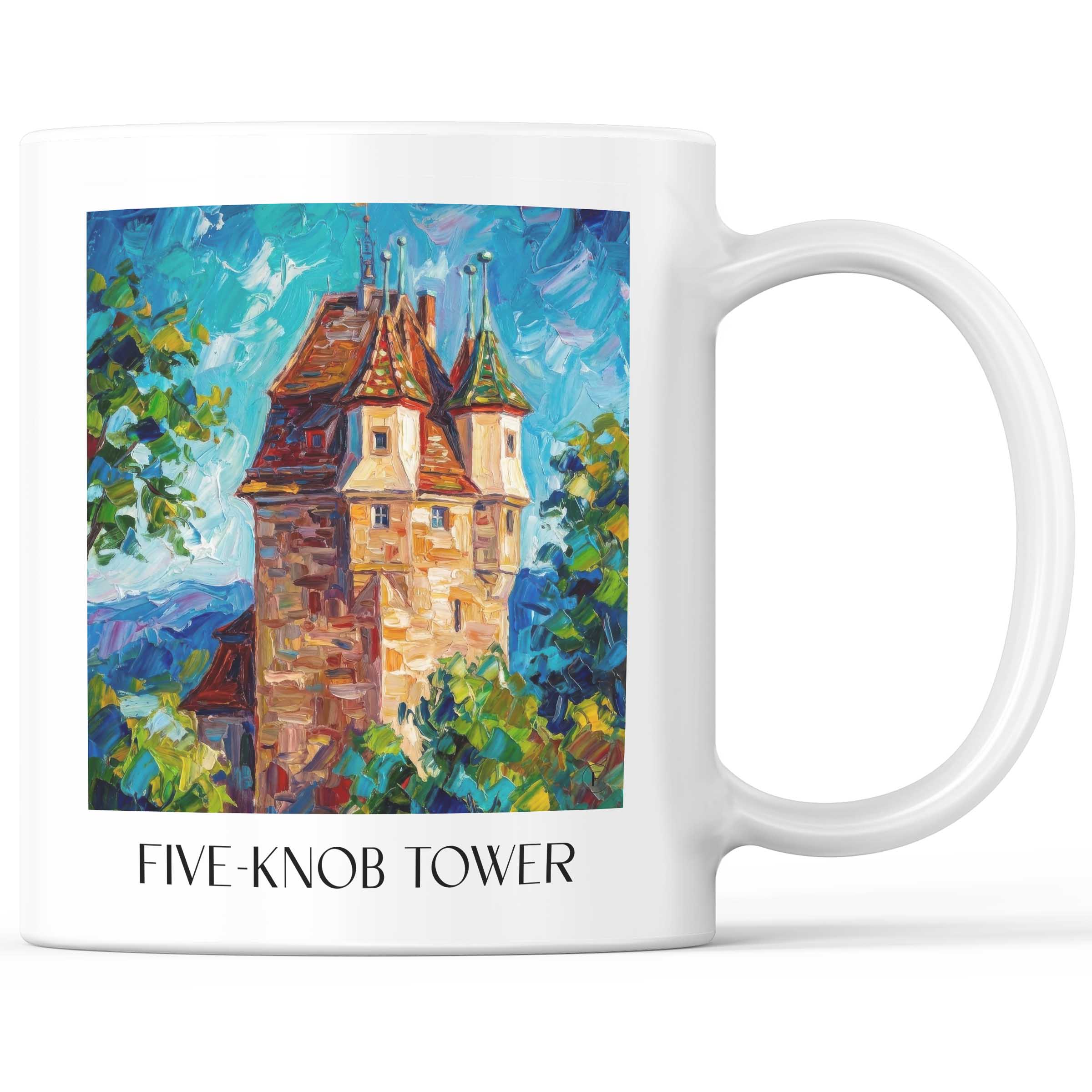 Fünfknopfturm Kaffeebecher - Schwäbisch Gmünd - Deutschland Becher - Kaffeetasse im Ölgemälde Stil