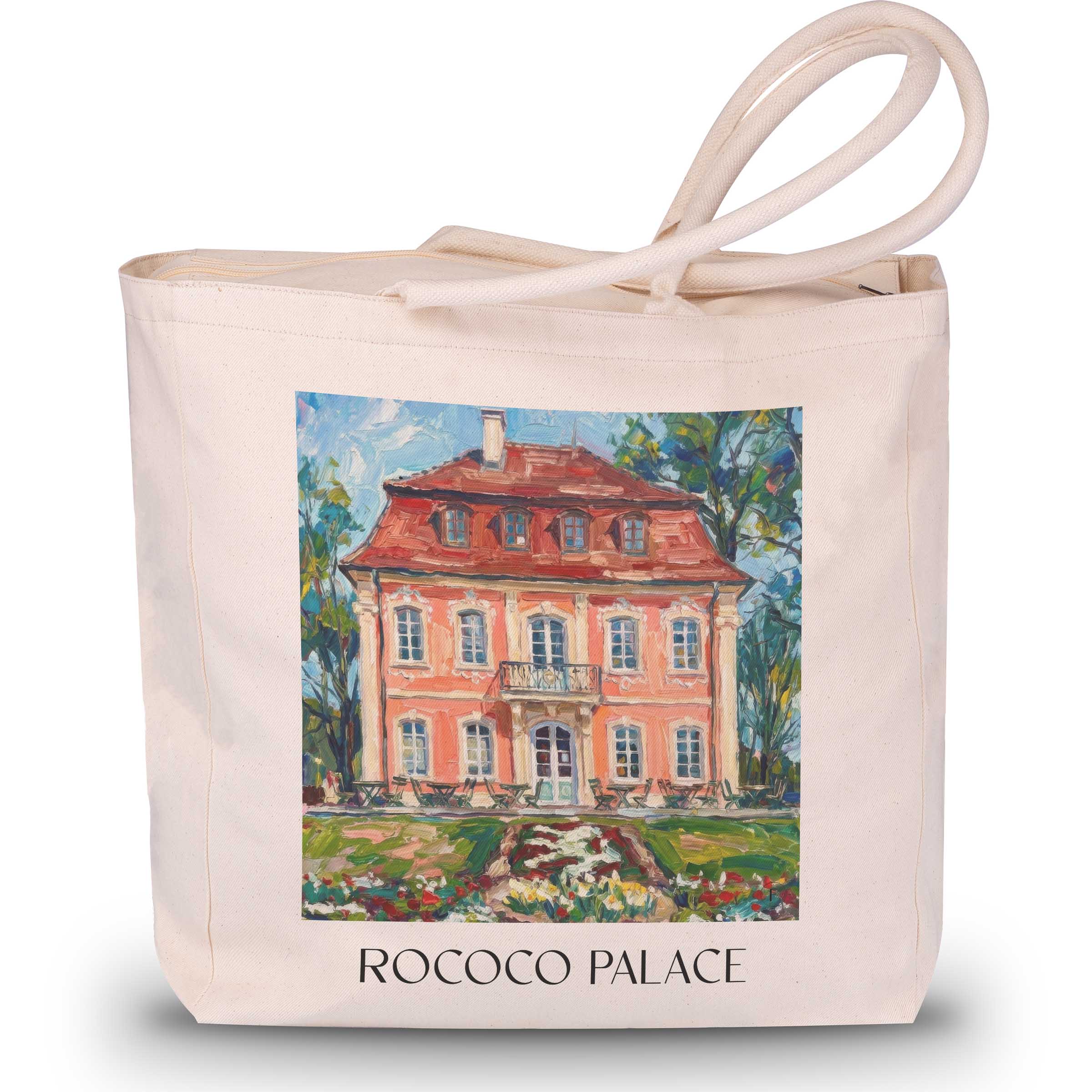 Rokokoschlösschen Shopping Tasche - Schwäbisch Gmünd - Deutschland Tote Bag - Einkaufstasche im Ölgemälde Stil