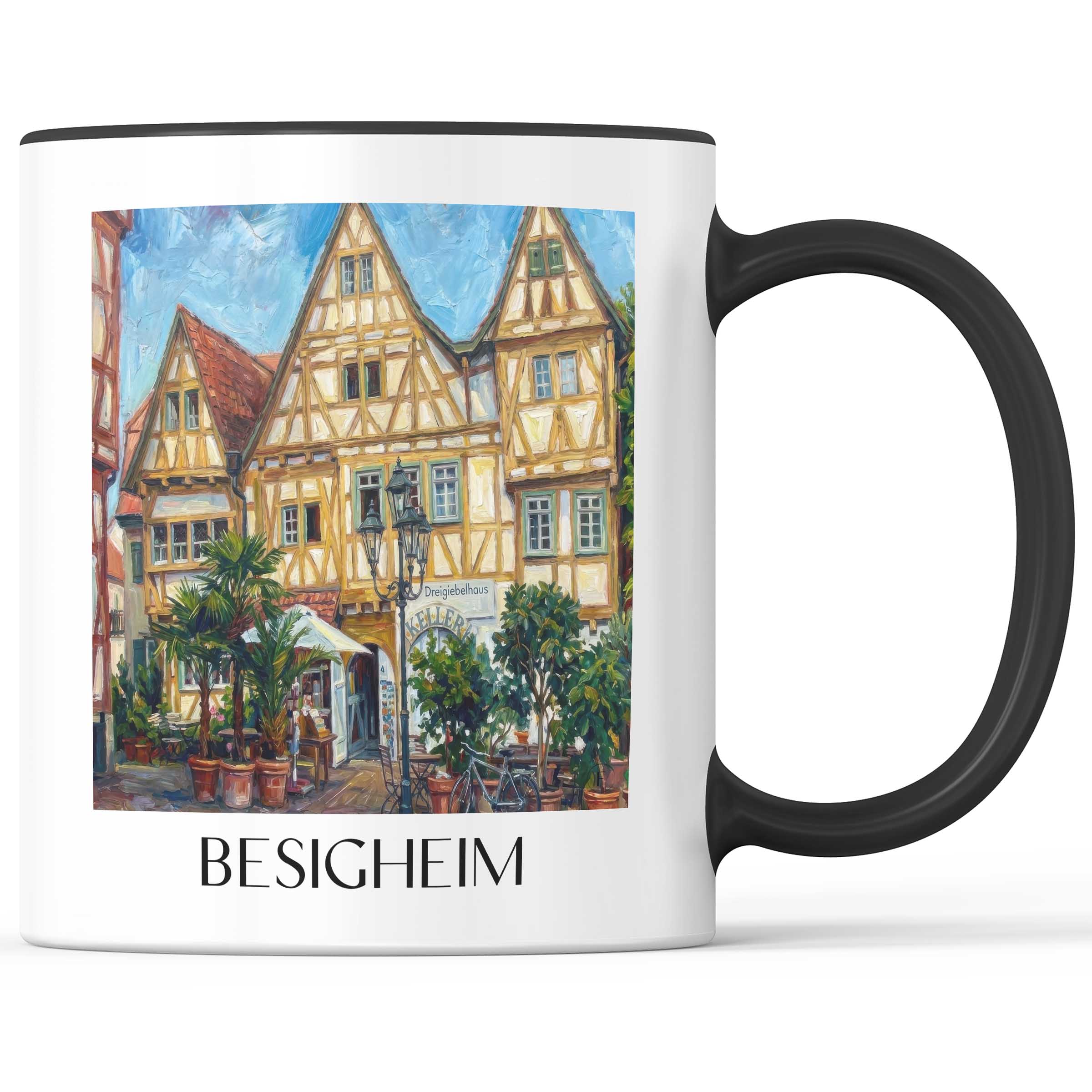 Besigheim Kaffeebecher - Neckartal - Deutschland Becher - Kaffeetasse im Ölgemälde Stil