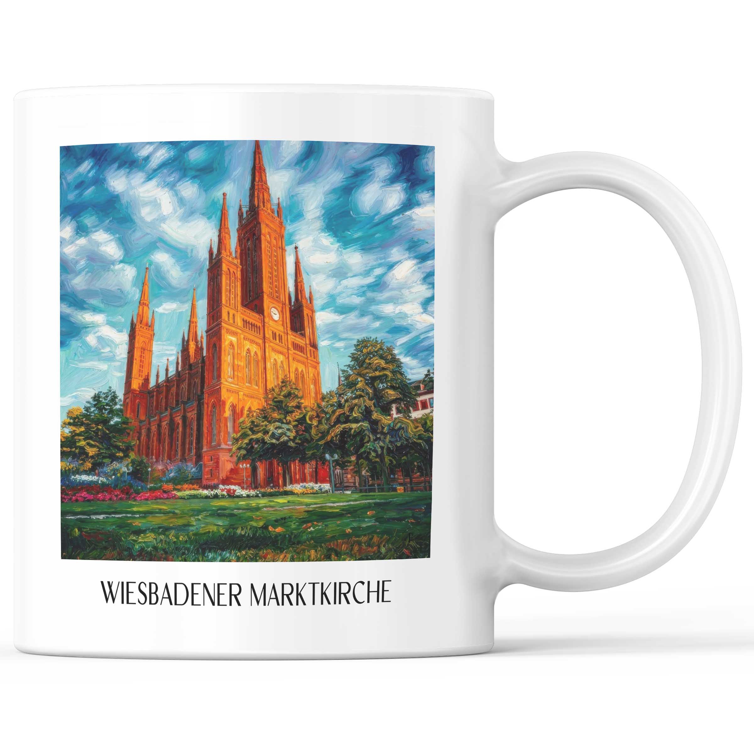 marktkirche-wiesbaden-deutschland-kaffeebecher-oil-painting-oelgemaelde
