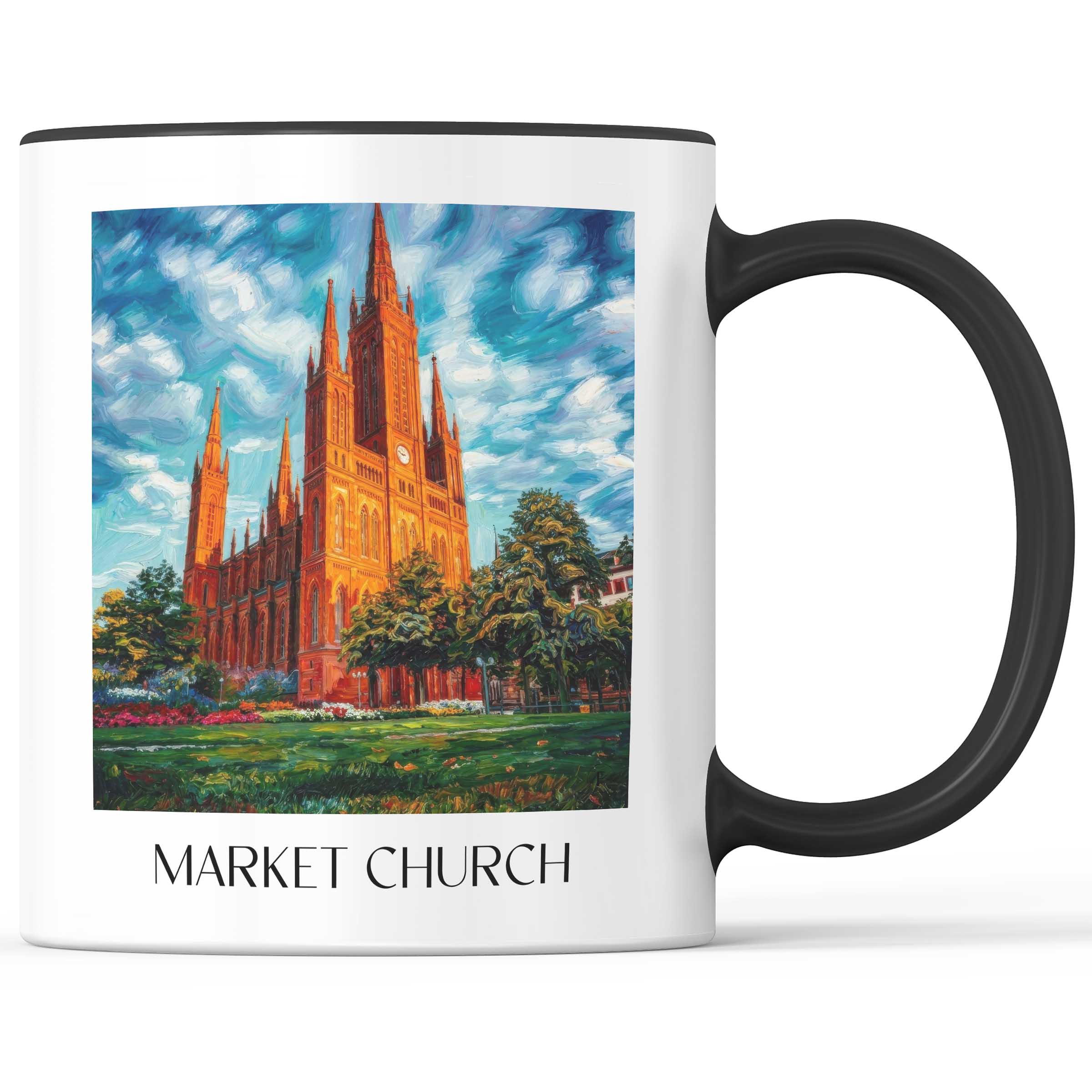 Marktkirche Kaffeebecher - Wiesbaden - Deutschland Becher - Kaffeetasse im Ölgemälde Stil