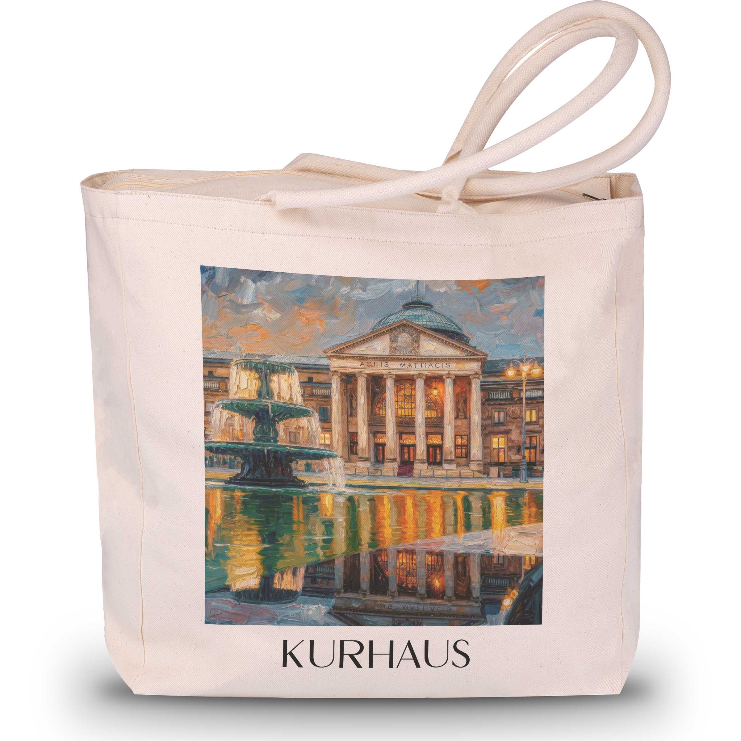 Kurhaus Shopping Tasche - Wiesbaden - Deutschland Tote Bag - Einkaufstasche im Ölgemälde Stil