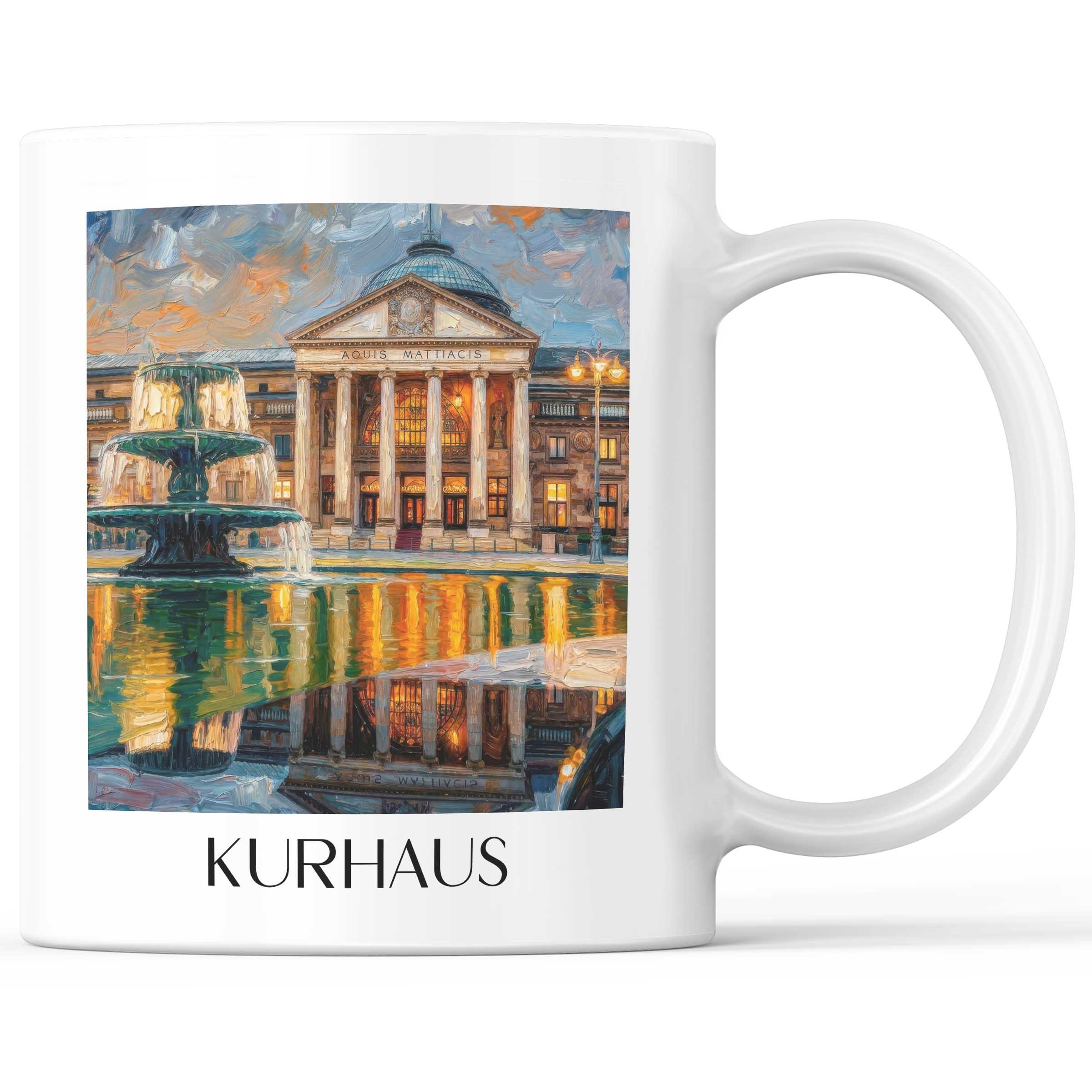 Kurhaus Kaffeebecher - Wiesbaden - Deutschland Becher - Kaffeetasse im Ölgemälde Stil