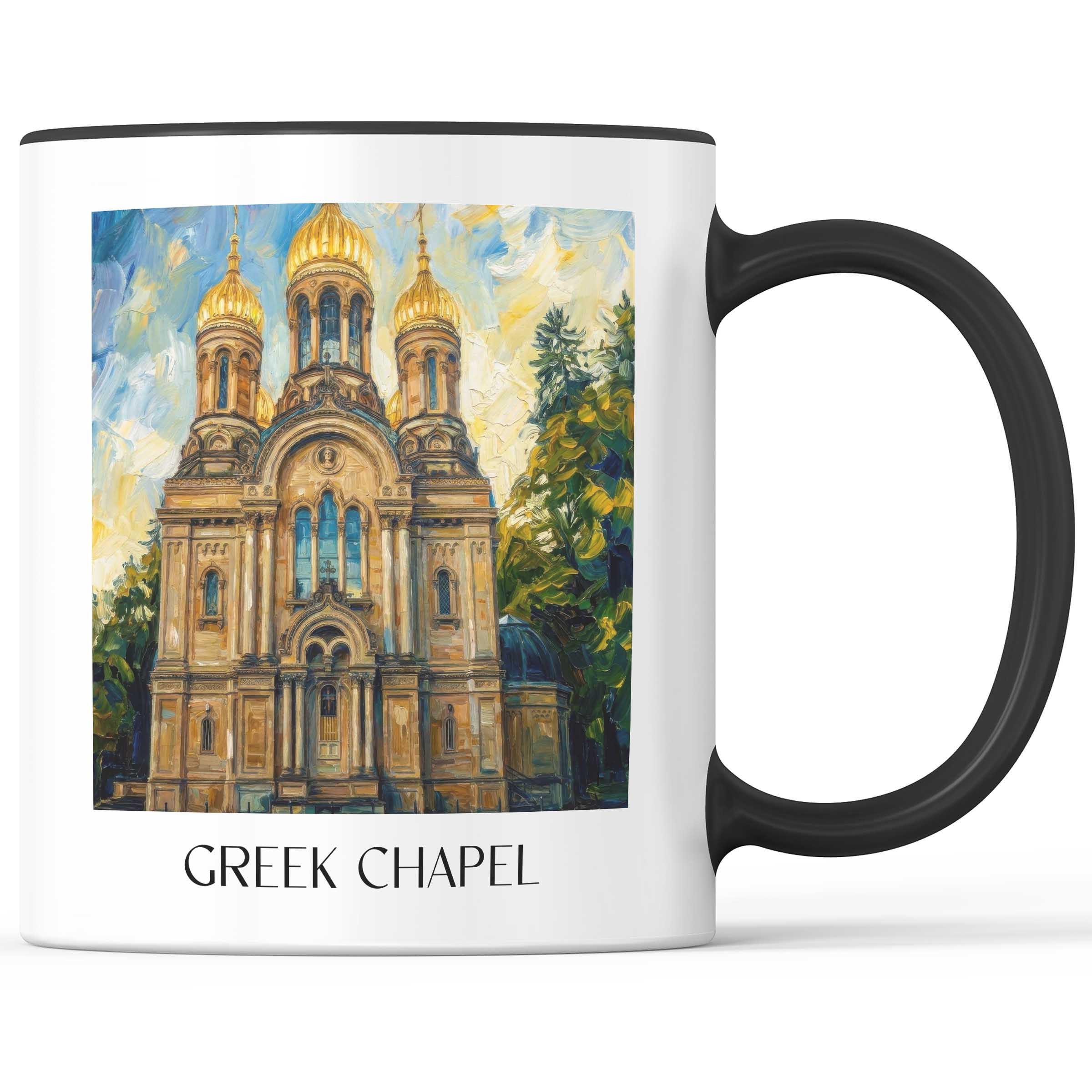 Grichische Kapelle Kaffeebecher - Wiesbaden - Deutschland Becher - Kaffeetasse im Ölgemälde Stil