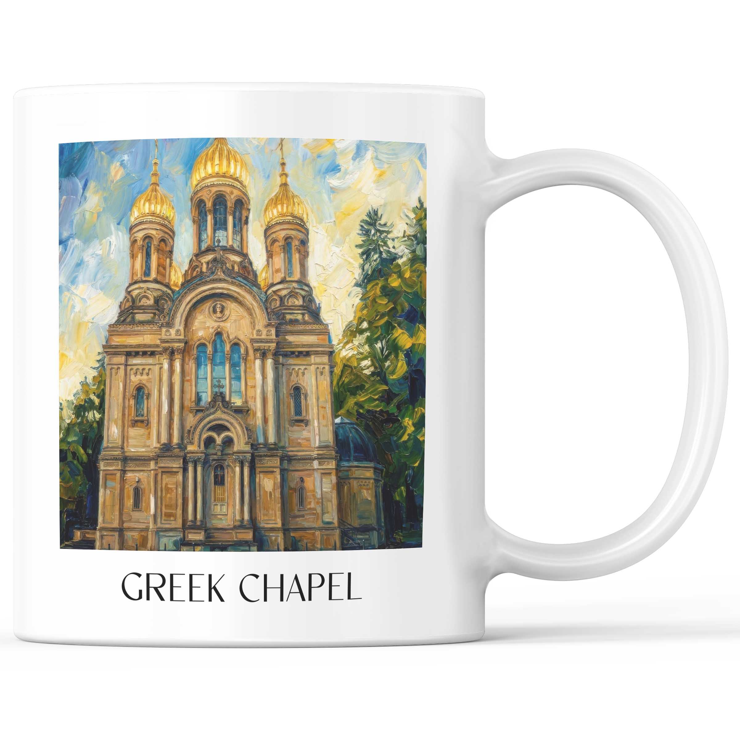 Grichische Kapelle Kaffeebecher - Wiesbaden - Deutschland Becher - Kaffeetasse im Ölgemälde Stil