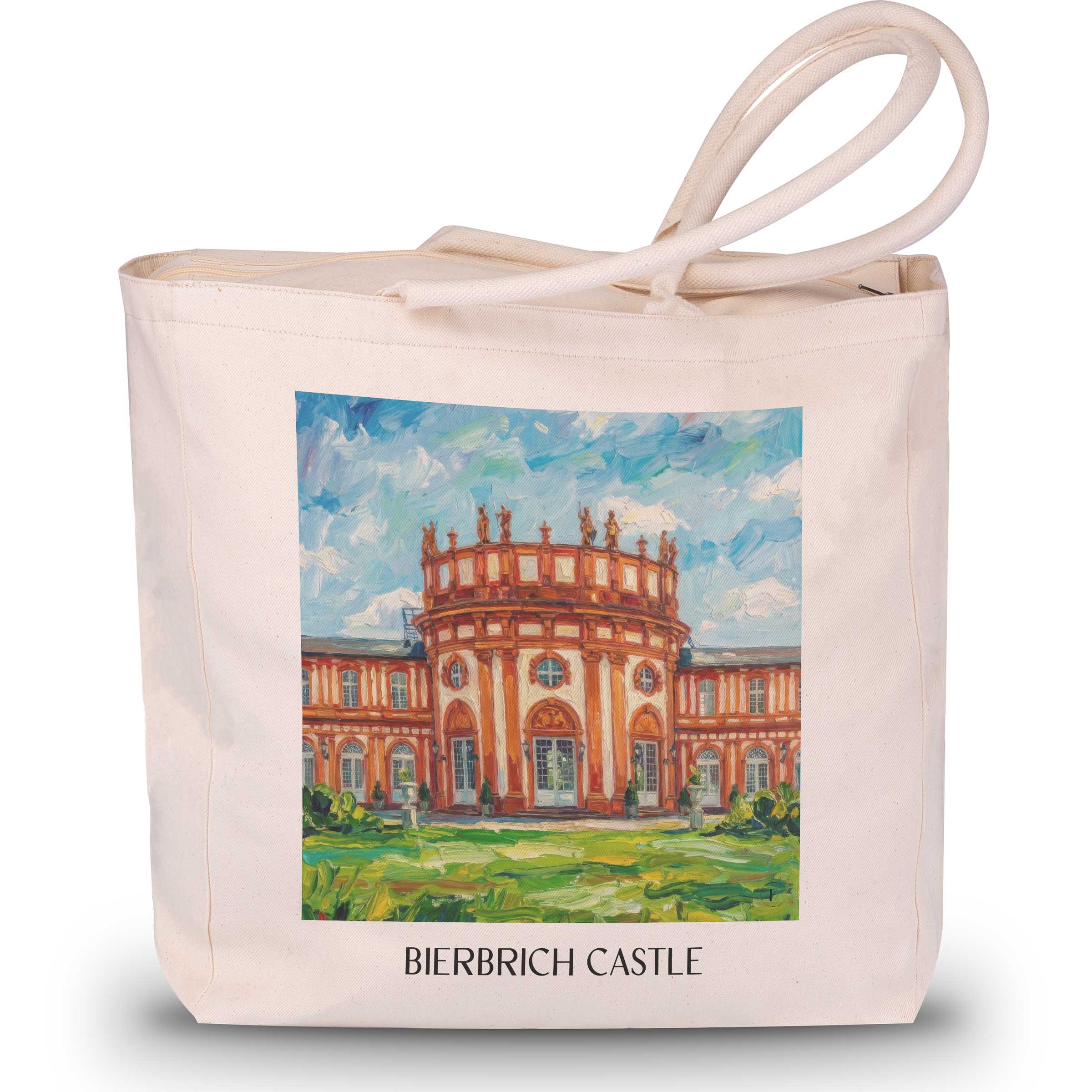 Schloss Bierbrich Shopping Tasche - Wiesbaden - Deutschland Tote Bag - Einkaufstasche im Ölgemälde Stil