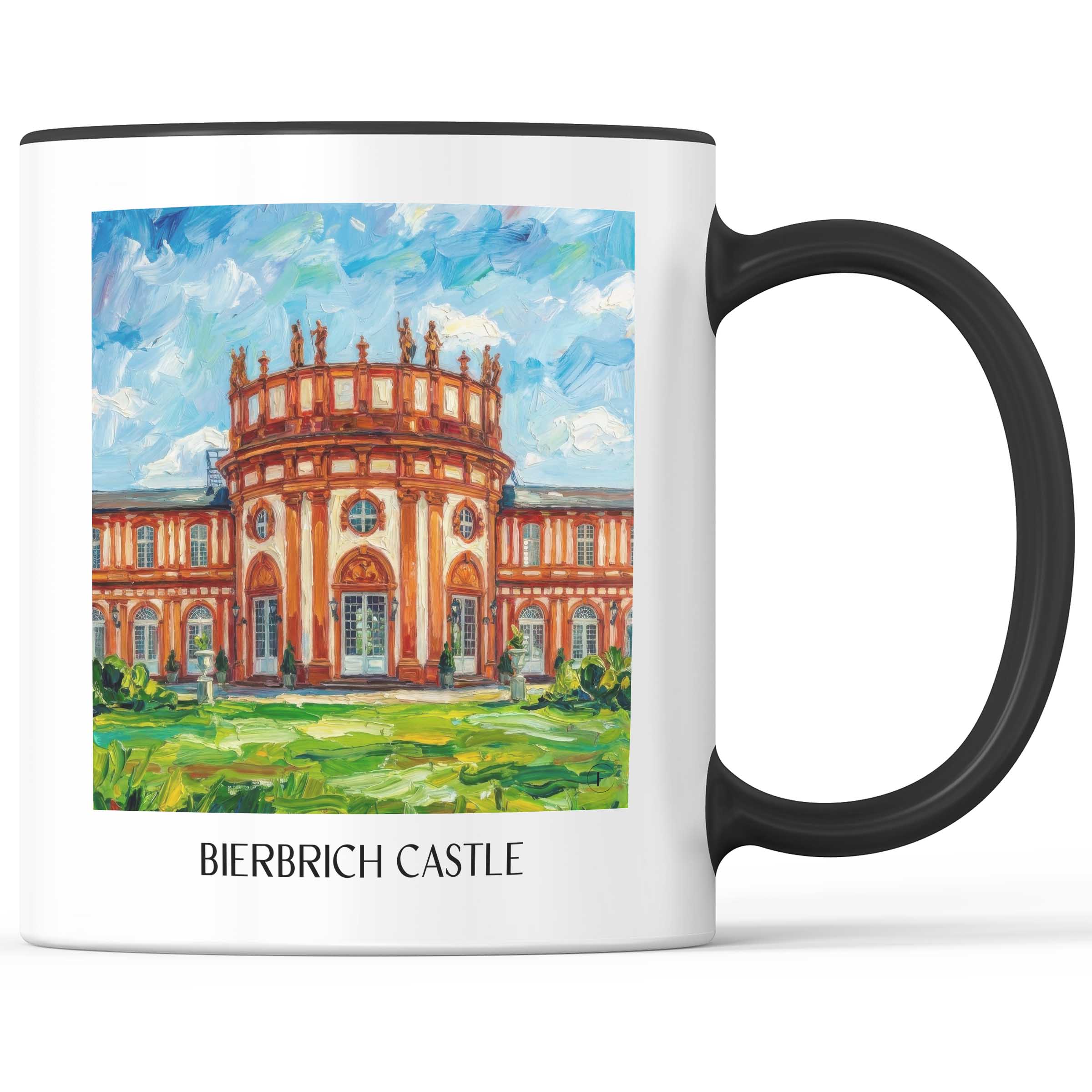 Schloss Bierbrich Kaffeebecher - Wiesbaden - Deutschland Becher - Kaffeetasse im Ölgemälde Stil