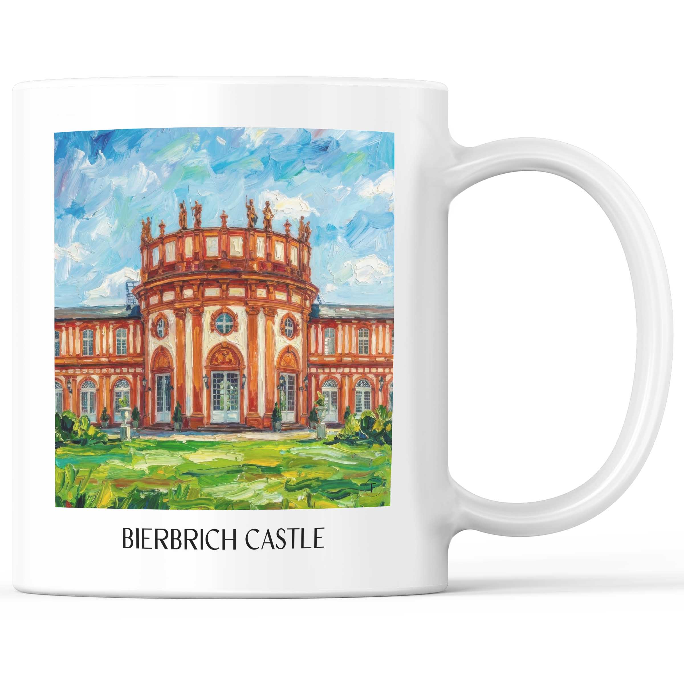 Schloss Bierbrich Kaffeebecher - Wiesbaden - Deutschland Becher - Kaffeetasse im Ölgemälde Stil