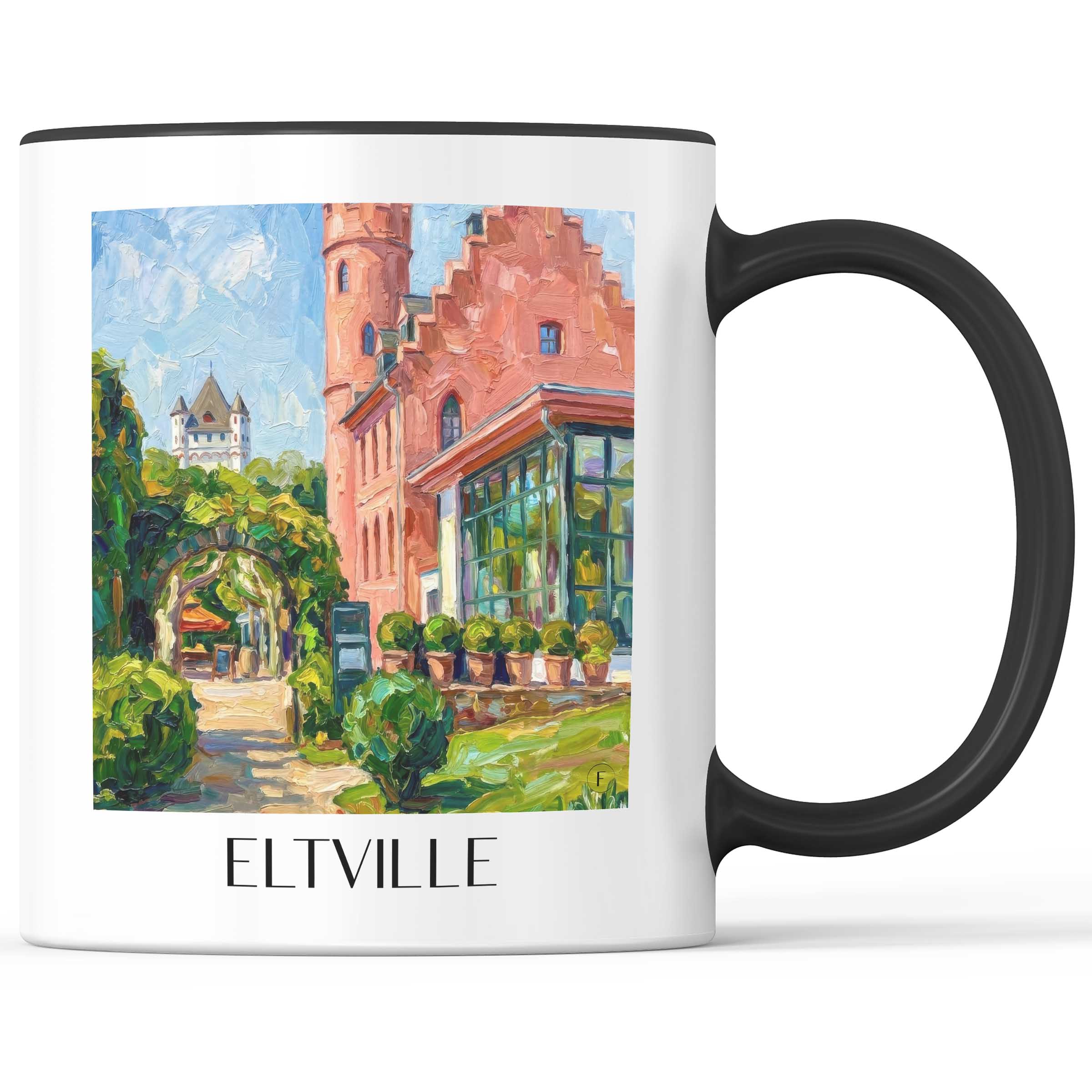 Eltville Kaffeebecher - Rheingau - Deutschland Becher - Kaffeetasse im Ölgemälde Stil