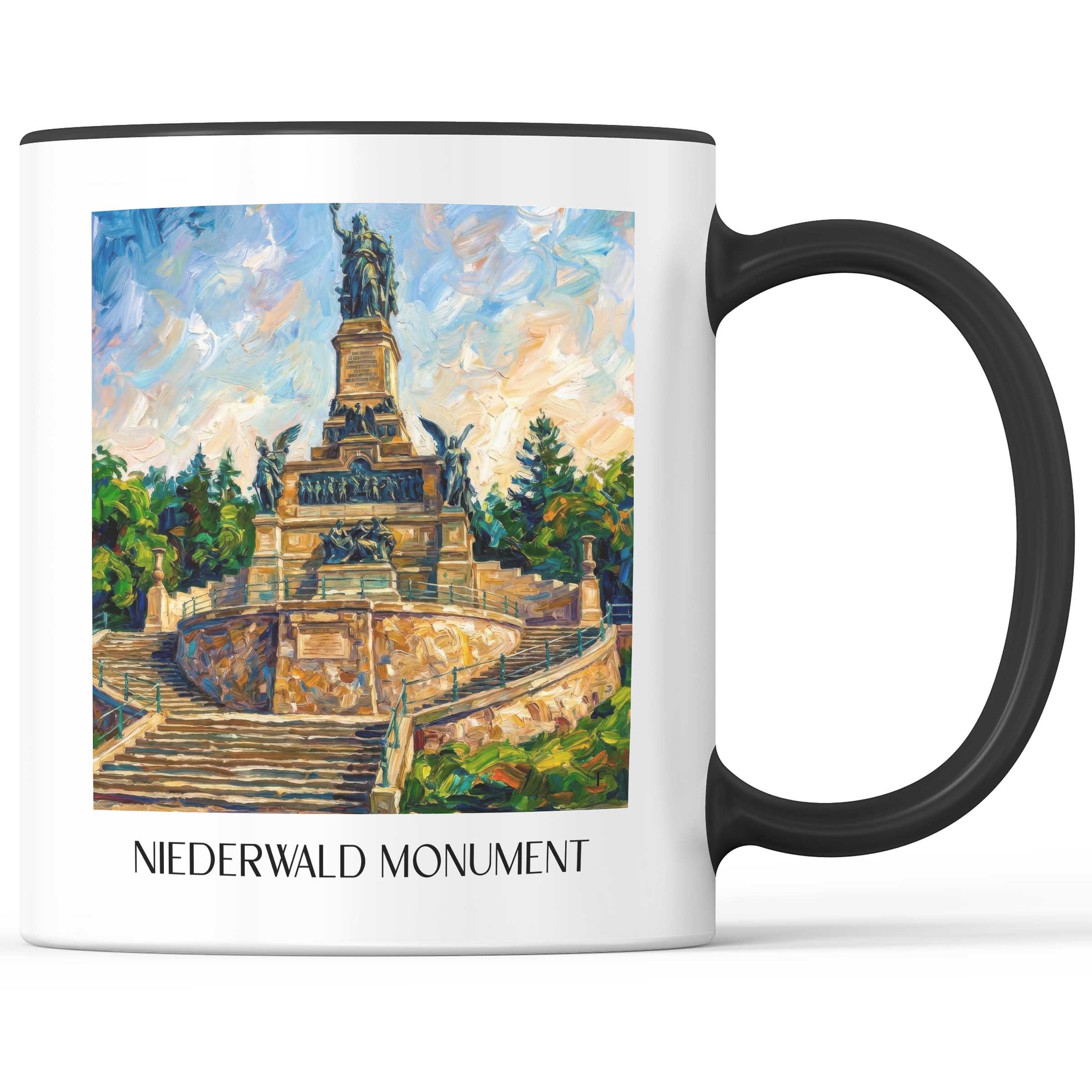 Niederwalddenkmal Kaffeebecher - Rheingau - Deutschland Becher - Kaffeetasse im Ölgemälde Stil